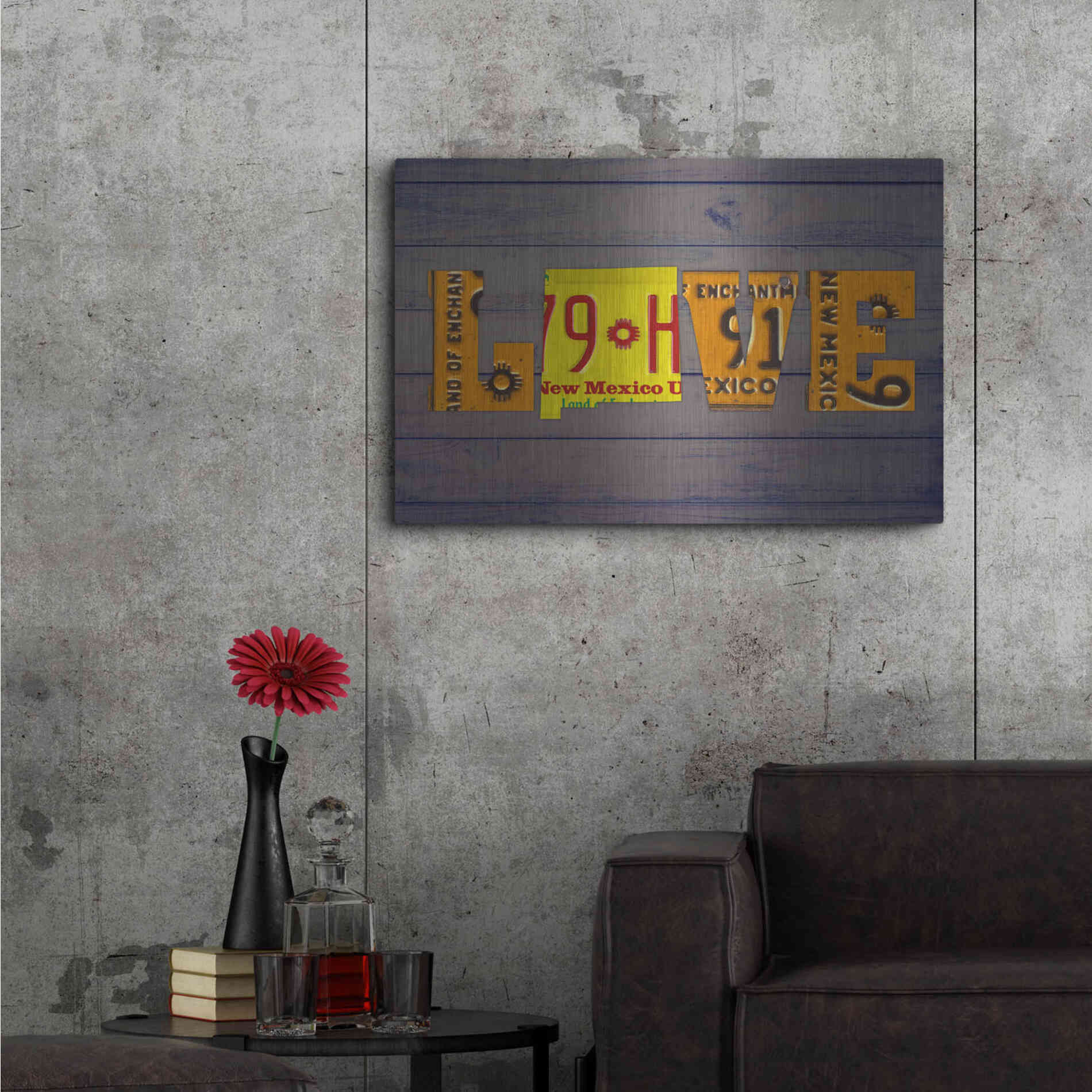 Luxe Metal Art 'NM State Love' by Design Turnpike, Metal Wall Art,36x24