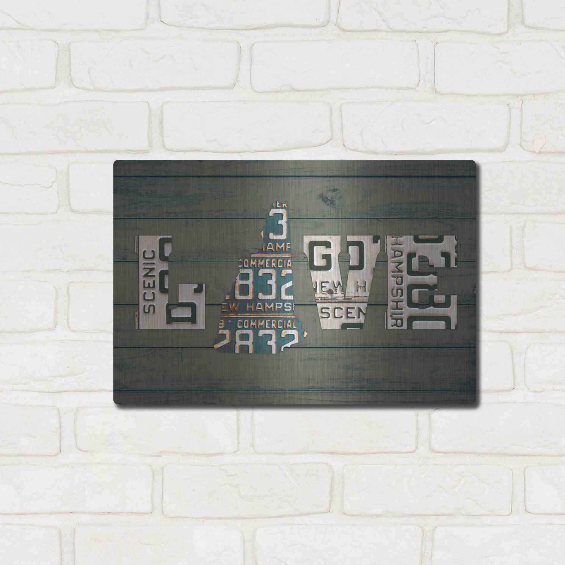 Luxe Metal Art 'NH State Love' by Design Turnpike, Metal Wall Art,16x12