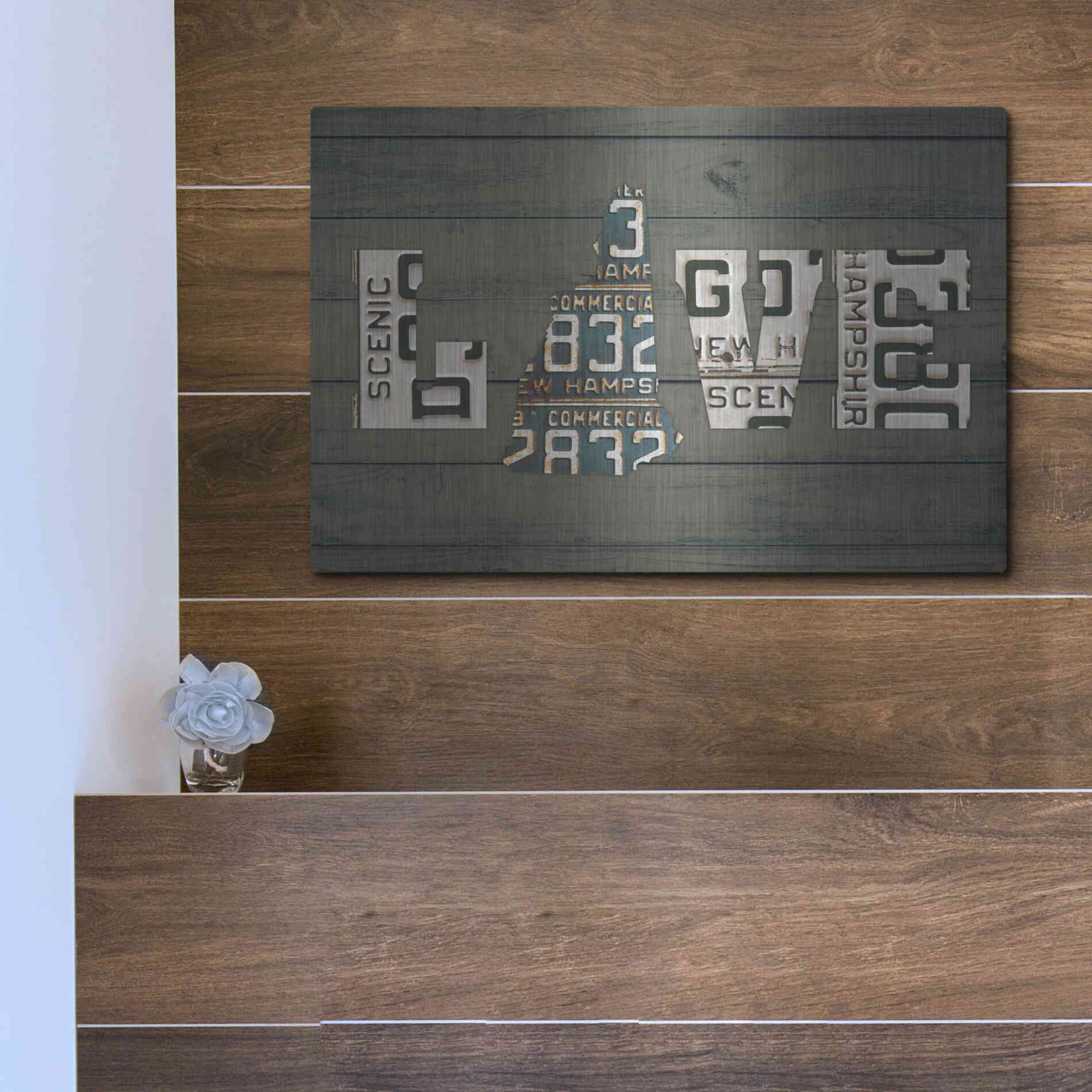 Luxe Metal Art 'NH State Love' by Design Turnpike, Metal Wall Art,16x12