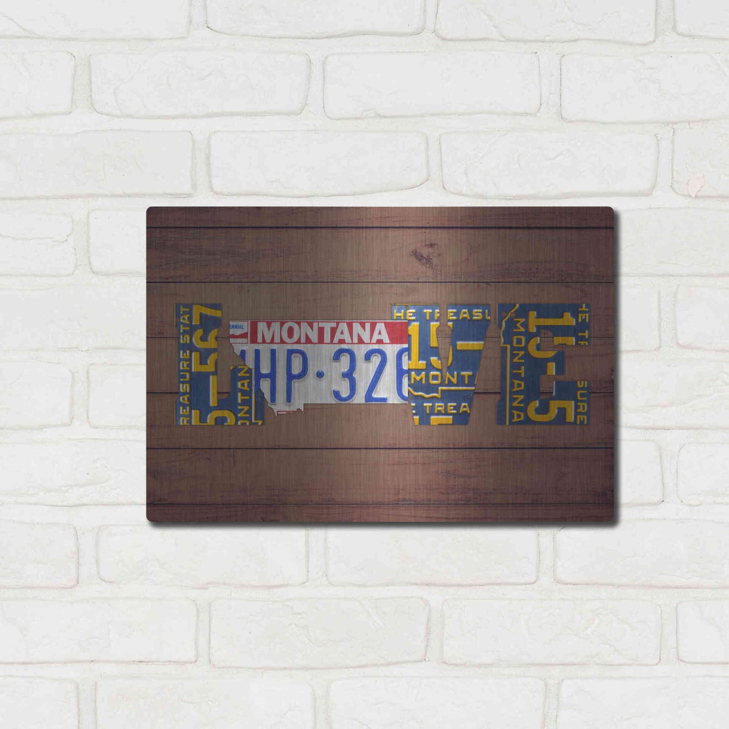 Luxe Metal Art 'MT State Love' by Design Turnpike, Metal Wall Art,16x12