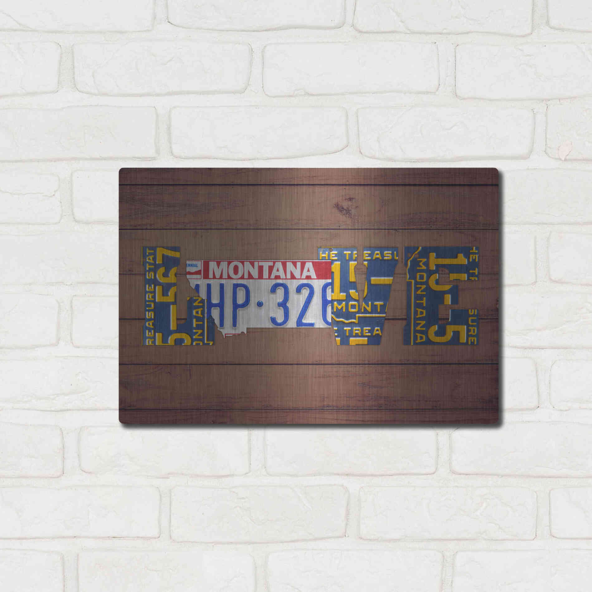 Luxe Metal Art 'MT State Love' by Design Turnpike, Metal Wall Art,16x12