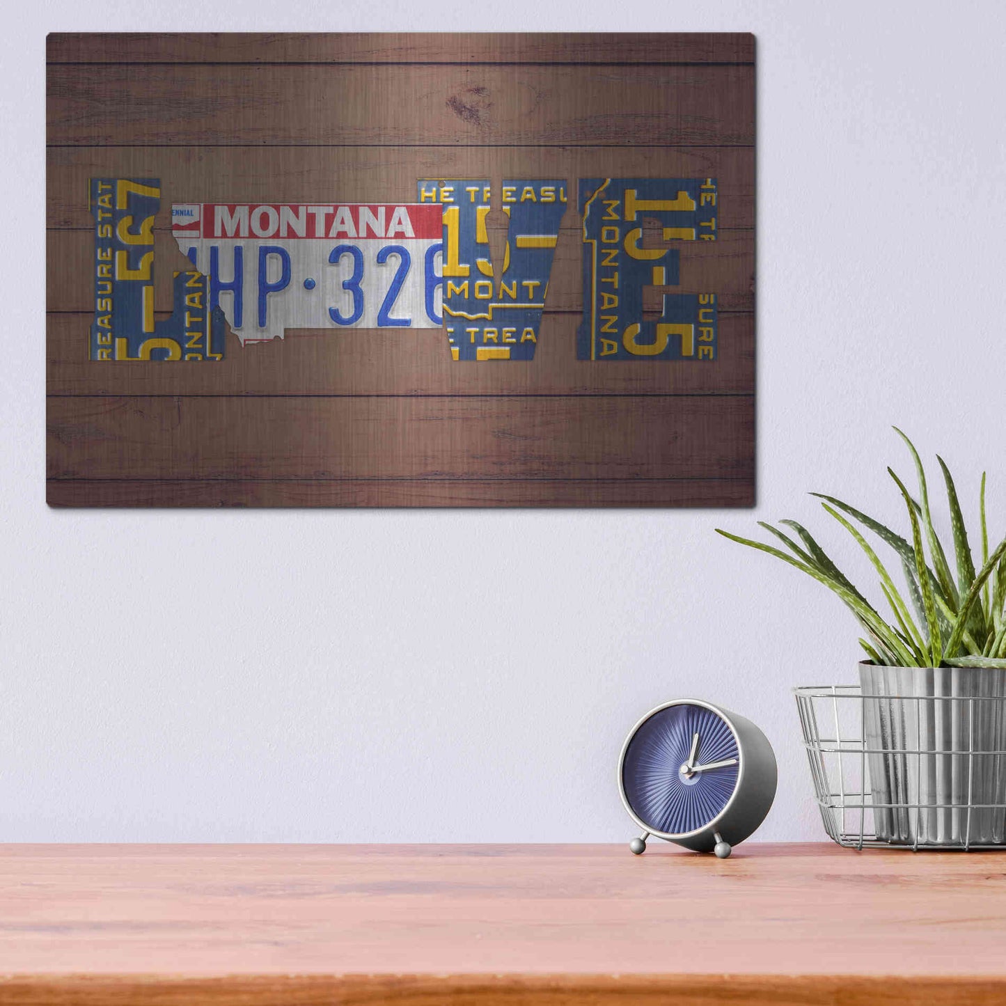 Luxe Metal Art 'MT State Love' by Design Turnpike, Metal Wall Art,16x12