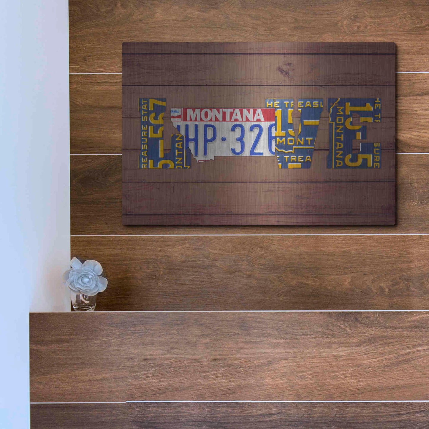 Luxe Metal Art 'MT State Love' by Design Turnpike, Metal Wall Art,16x12