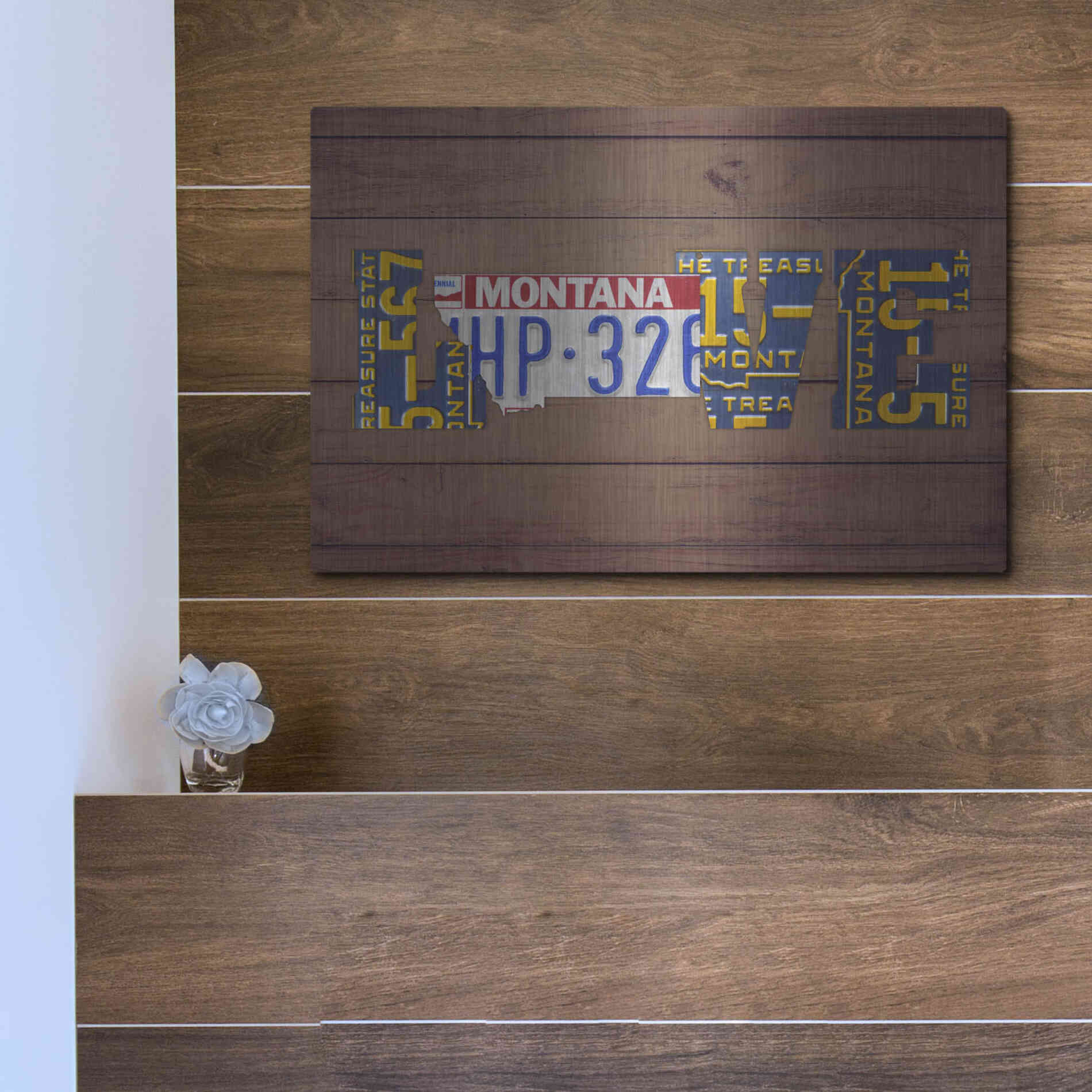 Luxe Metal Art 'MT State Love' by Design Turnpike, Metal Wall Art,16x12