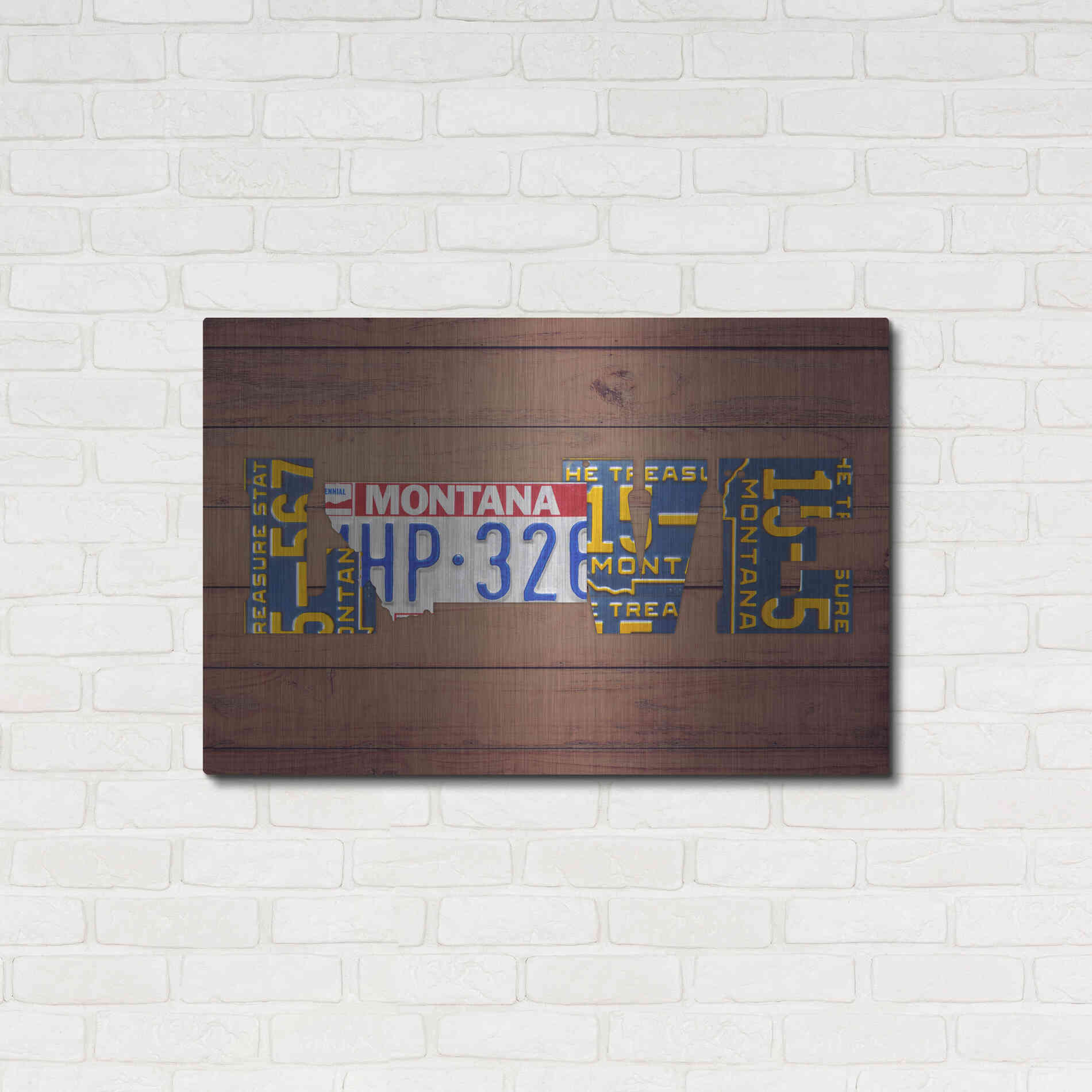 Luxe Metal Art 'MT State Love' by Design Turnpike, Metal Wall Art,36x24