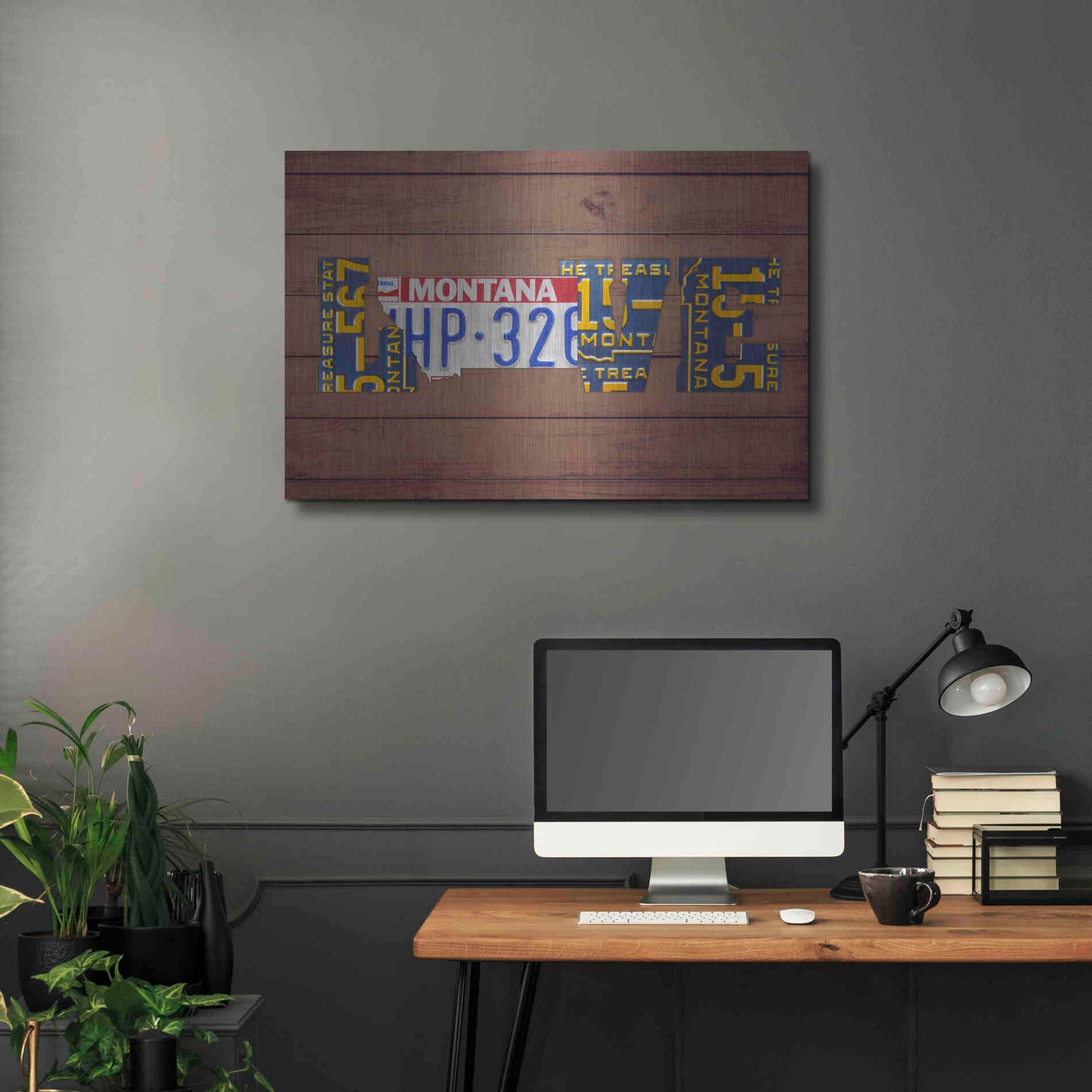 Luxe Metal Art 'MT State Love' by Design Turnpike, Metal Wall Art,36x24