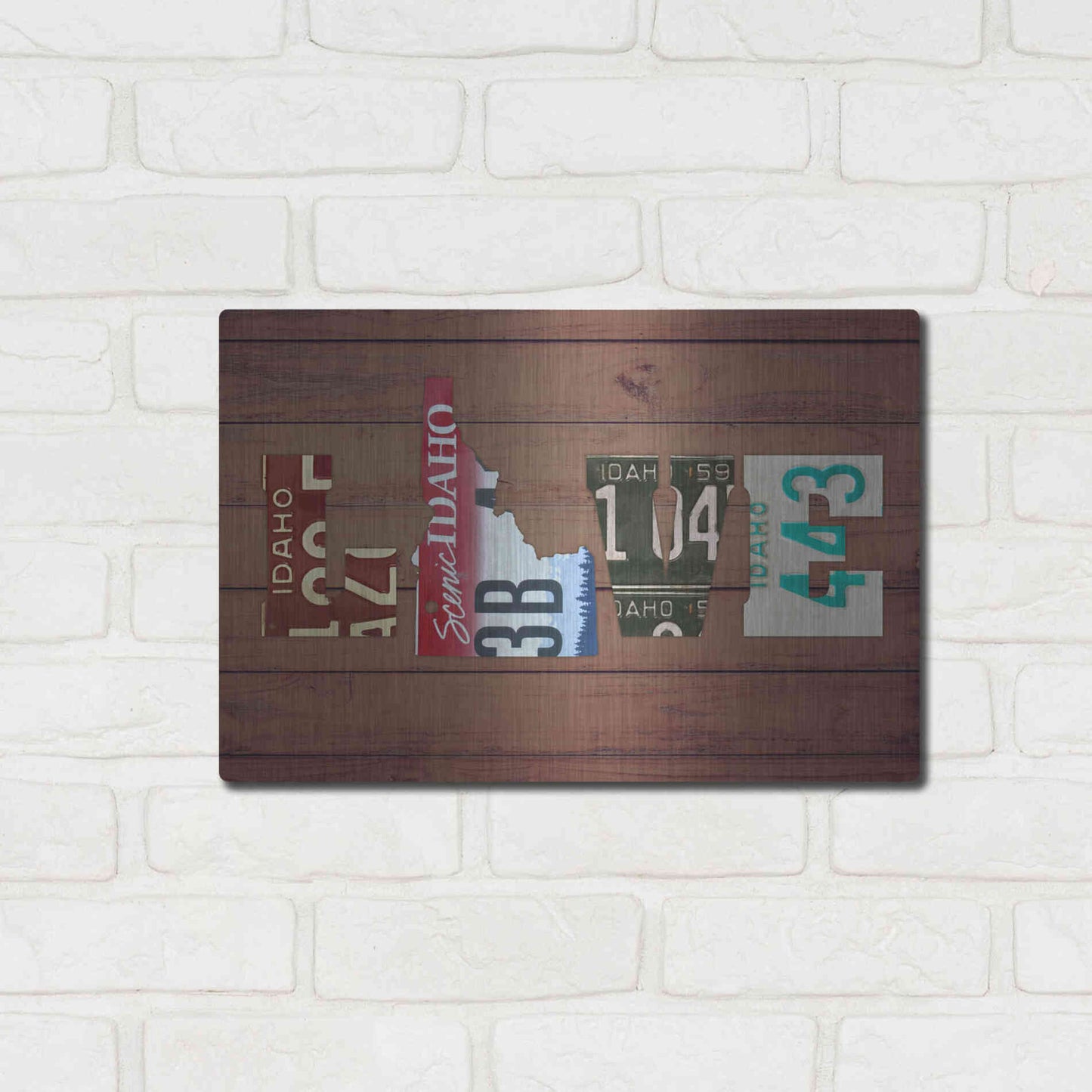 Luxe Metal Art 'ID State Love' by Design Turnpike, Metal Wall Art,16x12