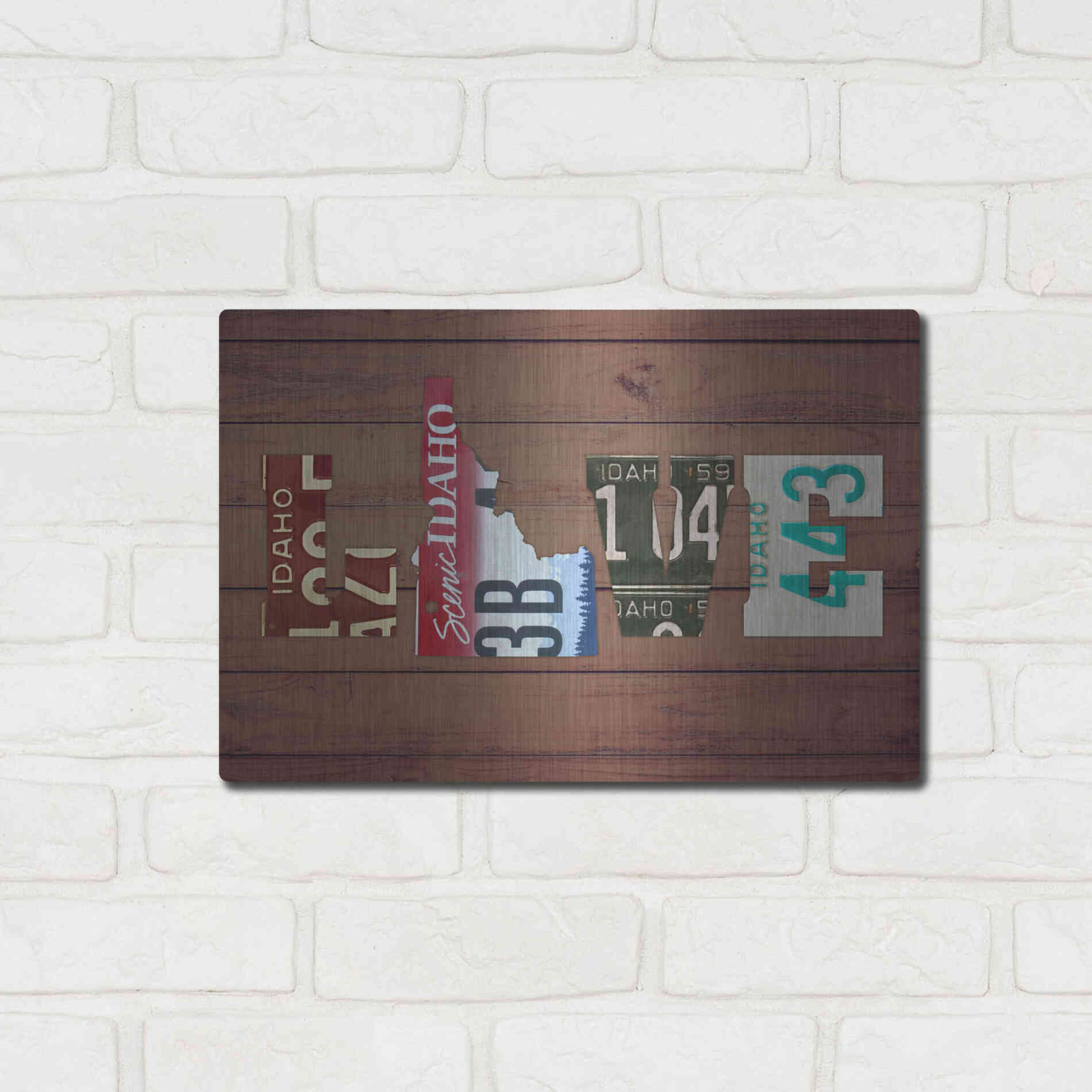 Luxe Metal Art 'ID State Love' by Design Turnpike, Metal Wall Art,16x12