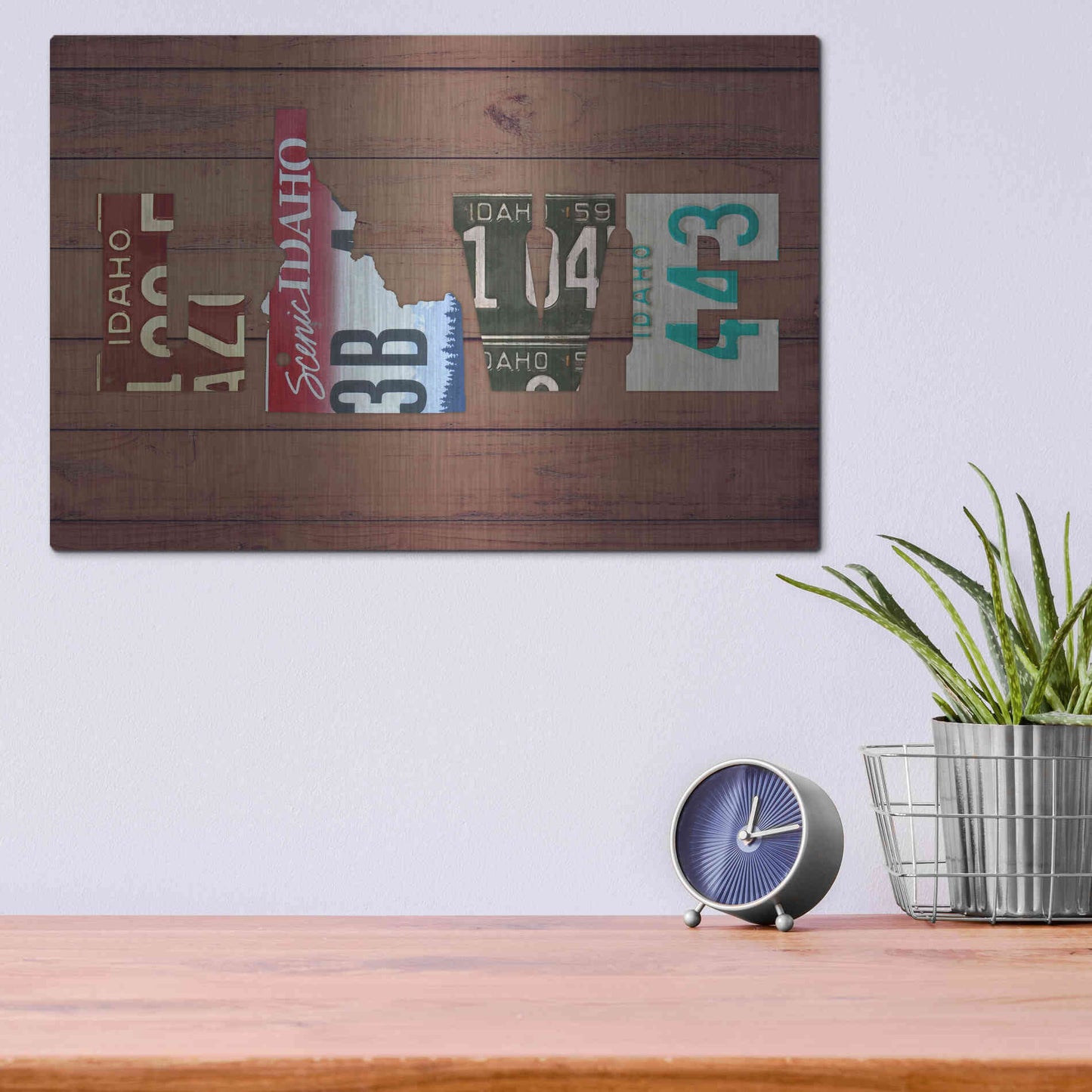 Luxe Metal Art 'ID State Love' by Design Turnpike, Metal Wall Art,16x12