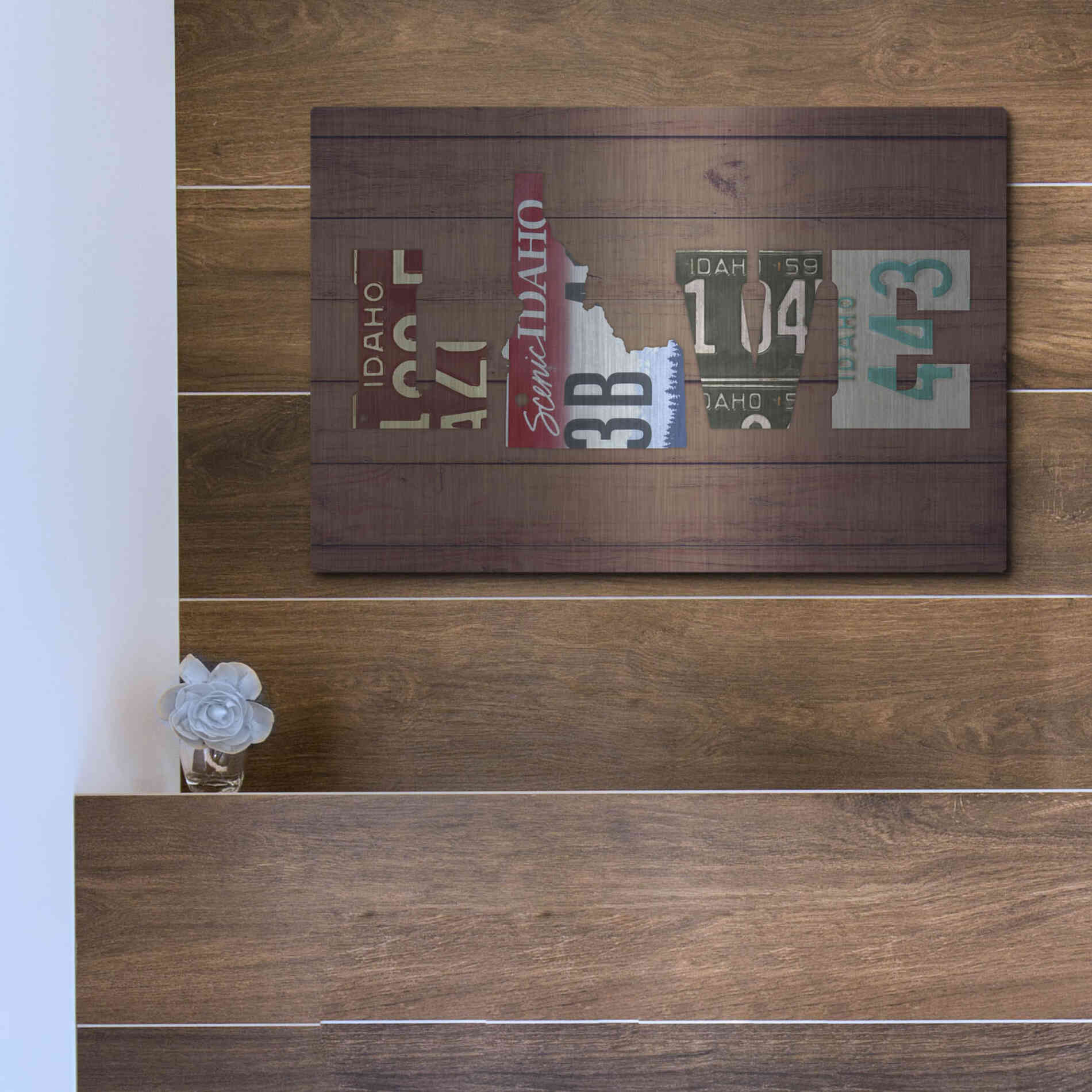 Luxe Metal Art 'ID State Love' by Design Turnpike, Metal Wall Art,16x12