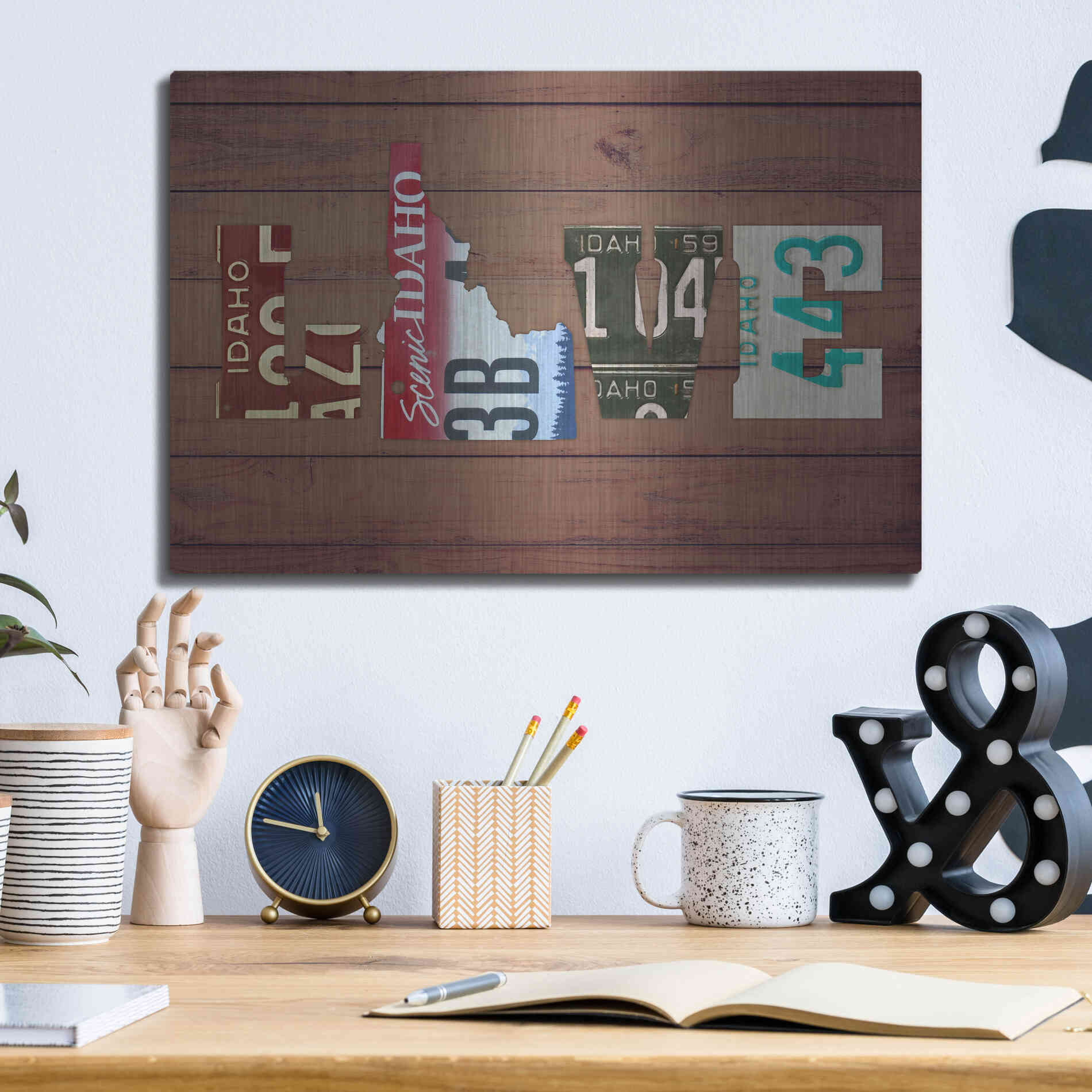 Luxe Metal Art 'ID State Love' by Design Turnpike, Metal Wall Art,16x12