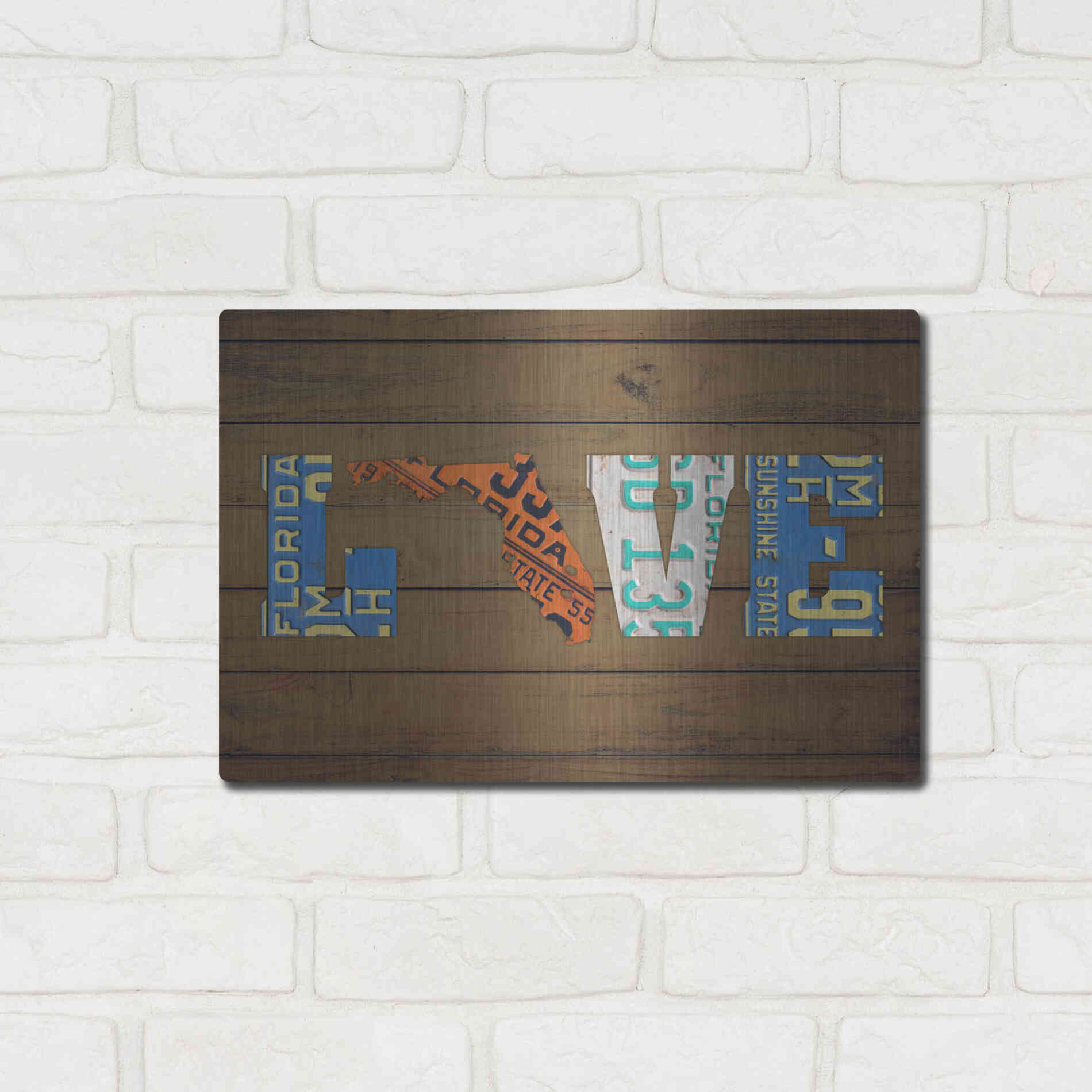 Luxe Metal Art 'FL State Love' by Design Turnpike, Metal Wall Art,16x12