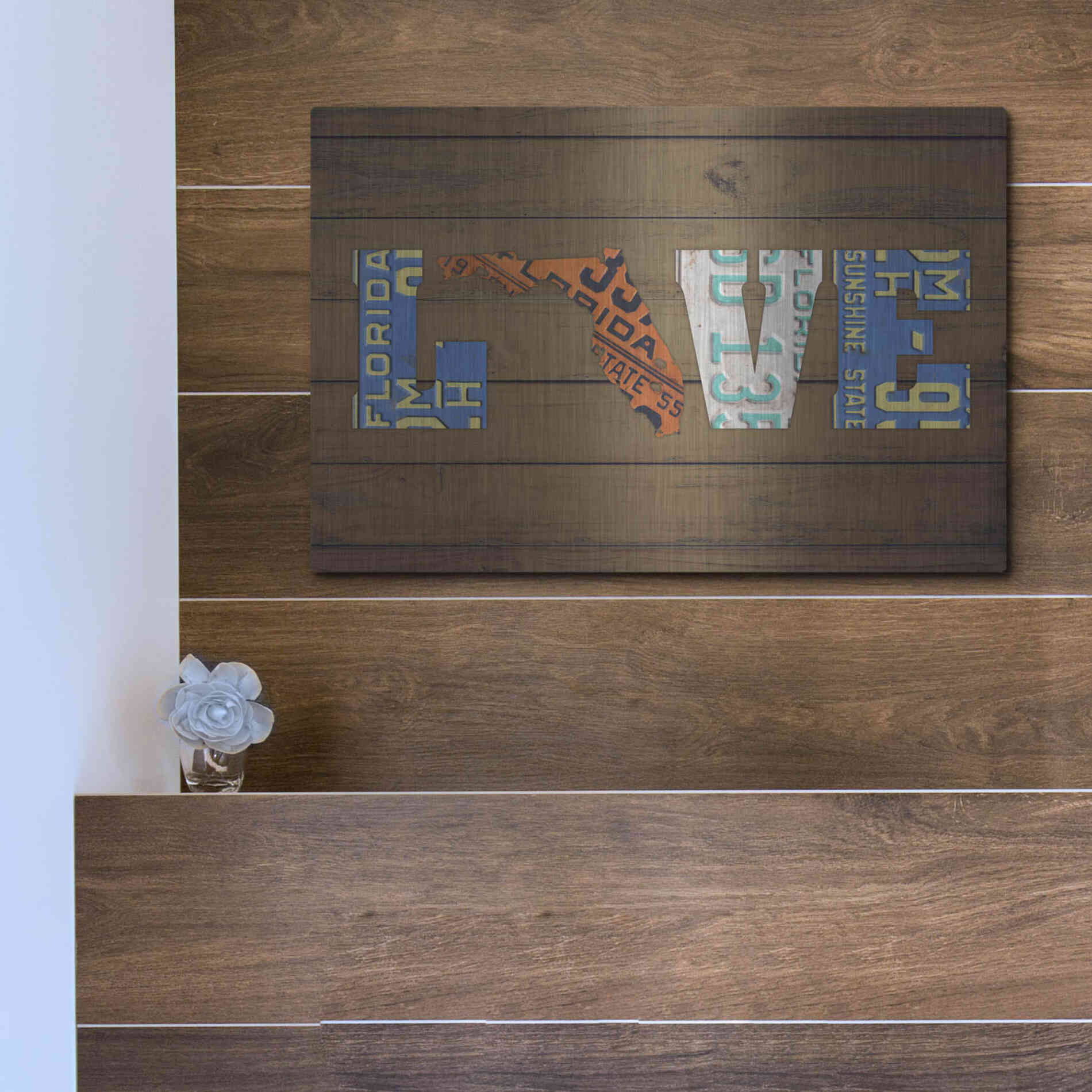 Luxe Metal Art 'FL State Love' by Design Turnpike, Metal Wall Art,16x12