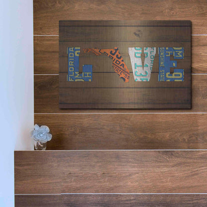 Luxe Metal Art 'FL State Love' by Design Turnpike, Metal Wall Art,16x12