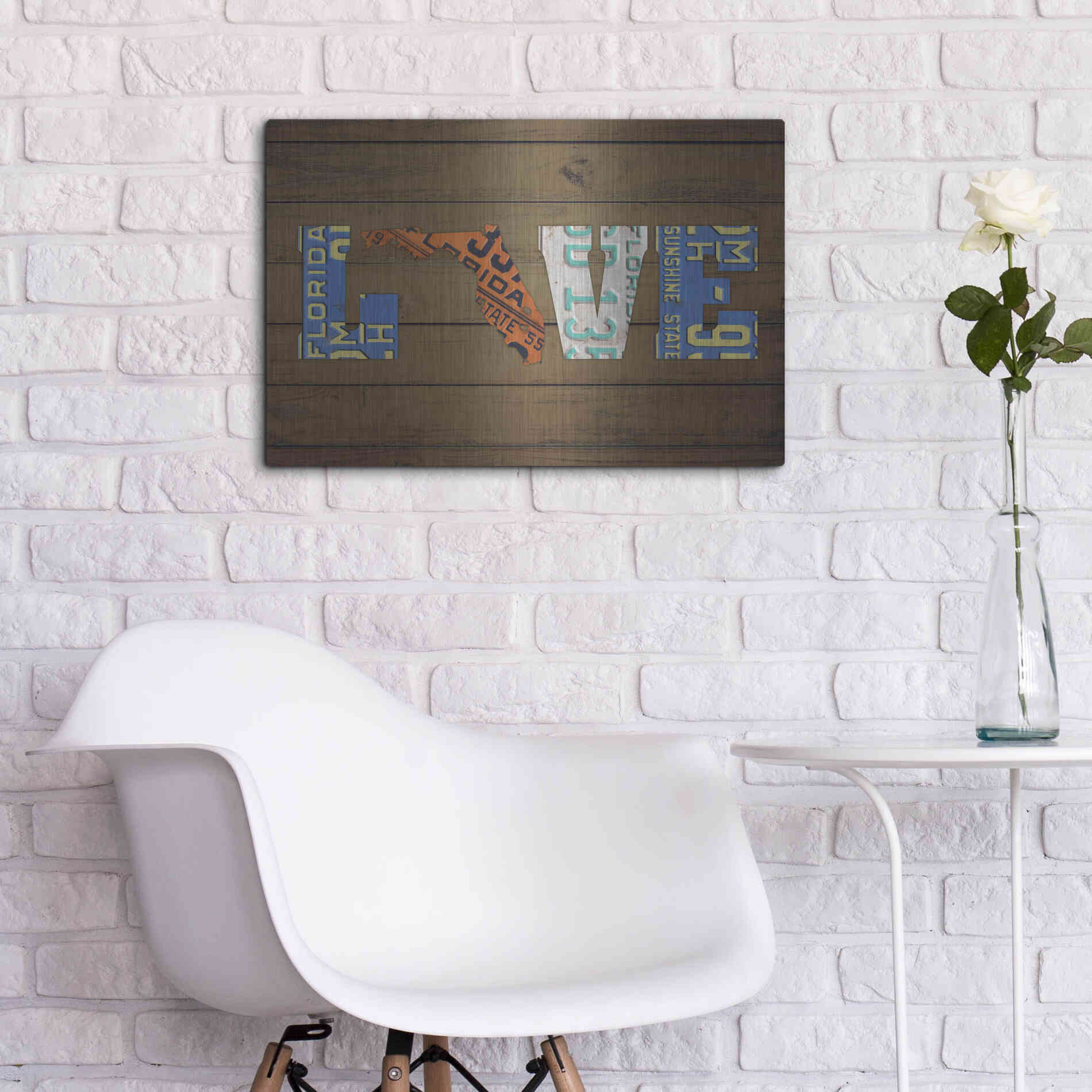 Luxe Metal Art 'FL State Love' by Design Turnpike, Metal Wall Art,24x16