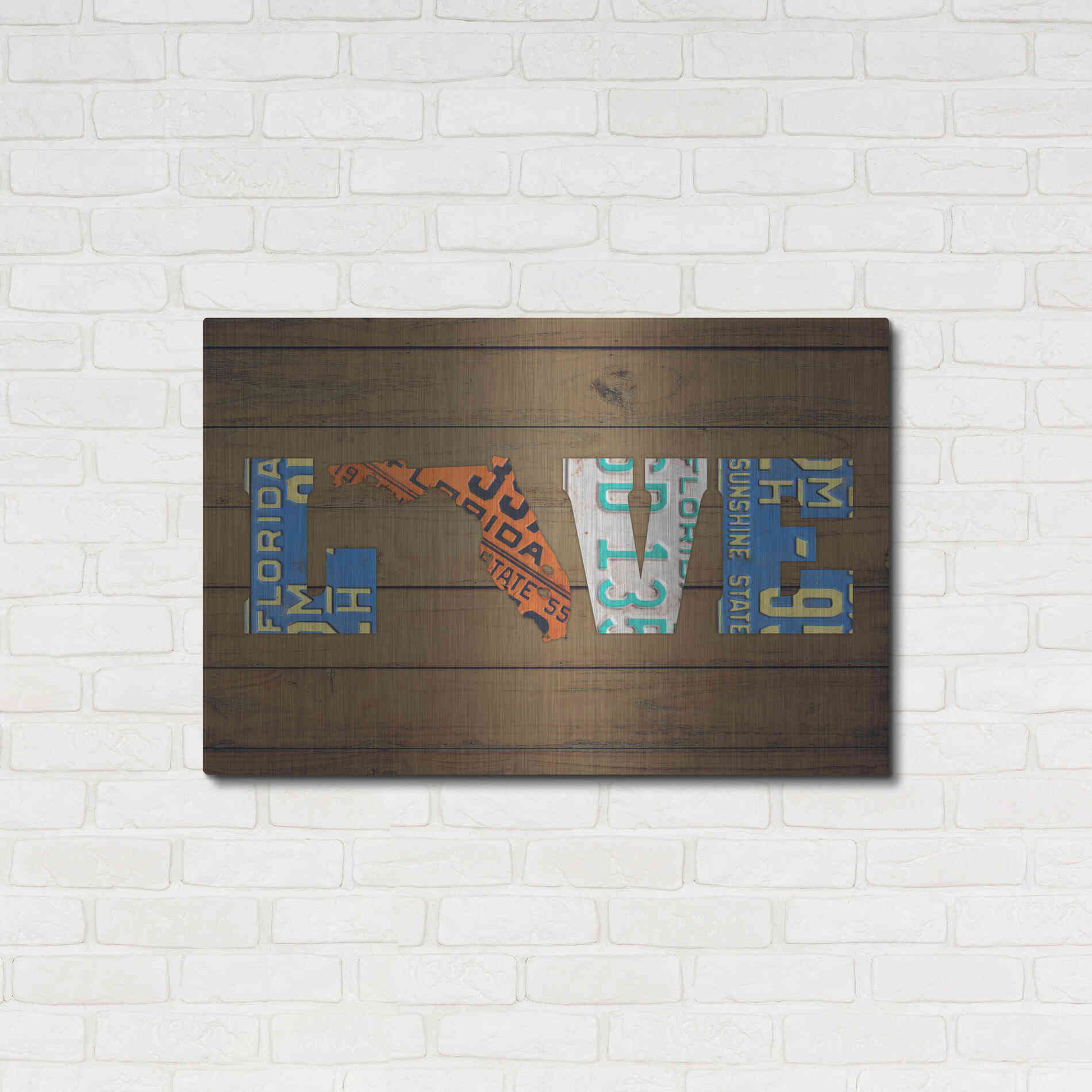 Luxe Metal Art 'FL State Love' by Design Turnpike, Metal Wall Art,36x24