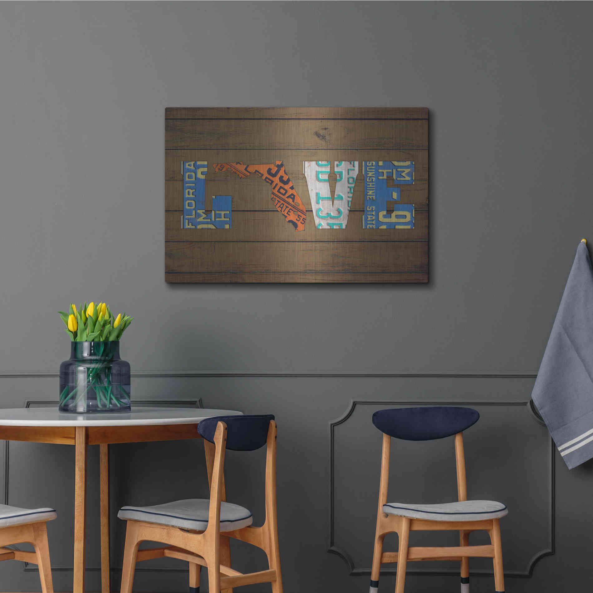 Luxe Metal Art 'FL State Love' by Design Turnpike, Metal Wall Art,36x24