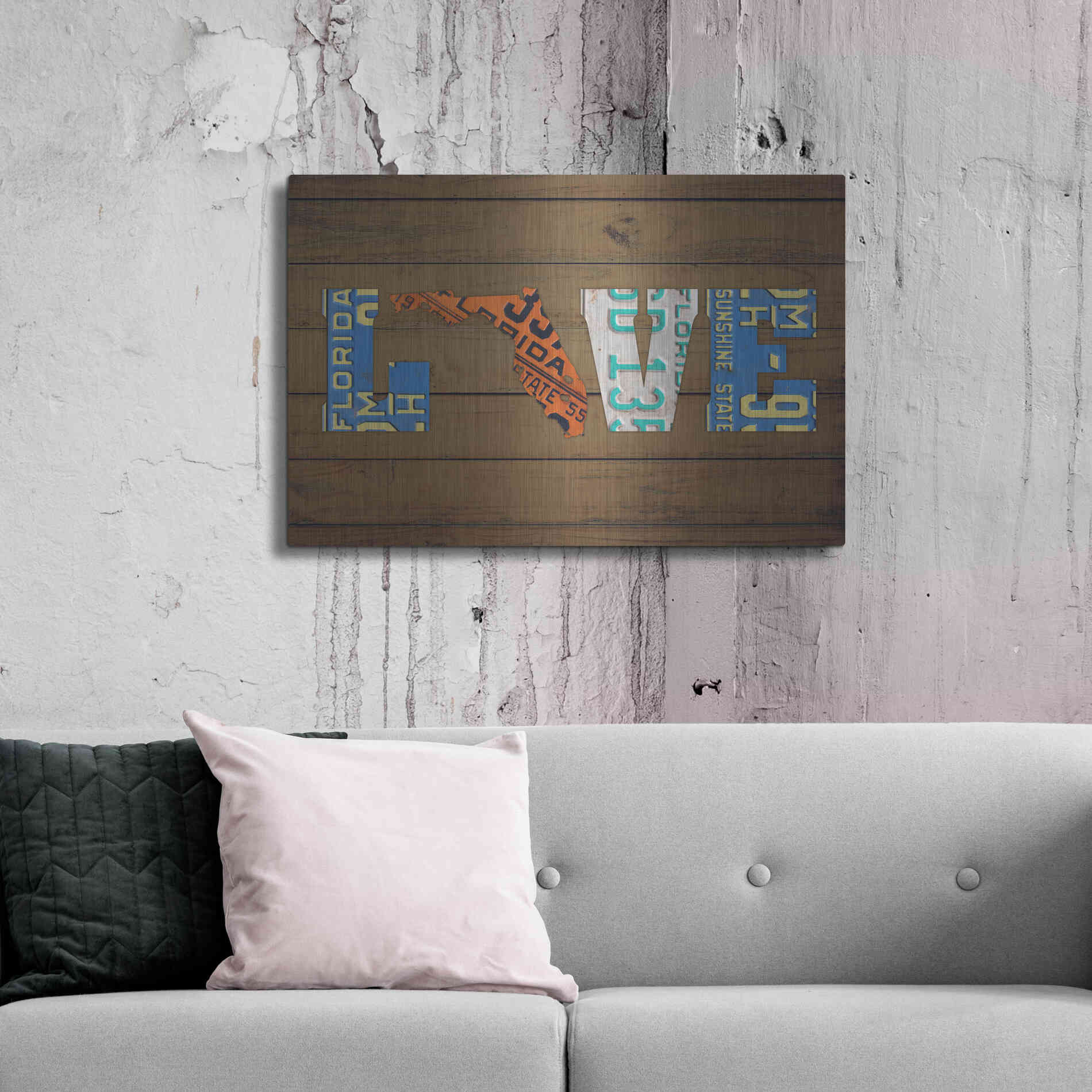 Luxe Metal Art 'FL State Love' by Design Turnpike, Metal Wall Art,36x24