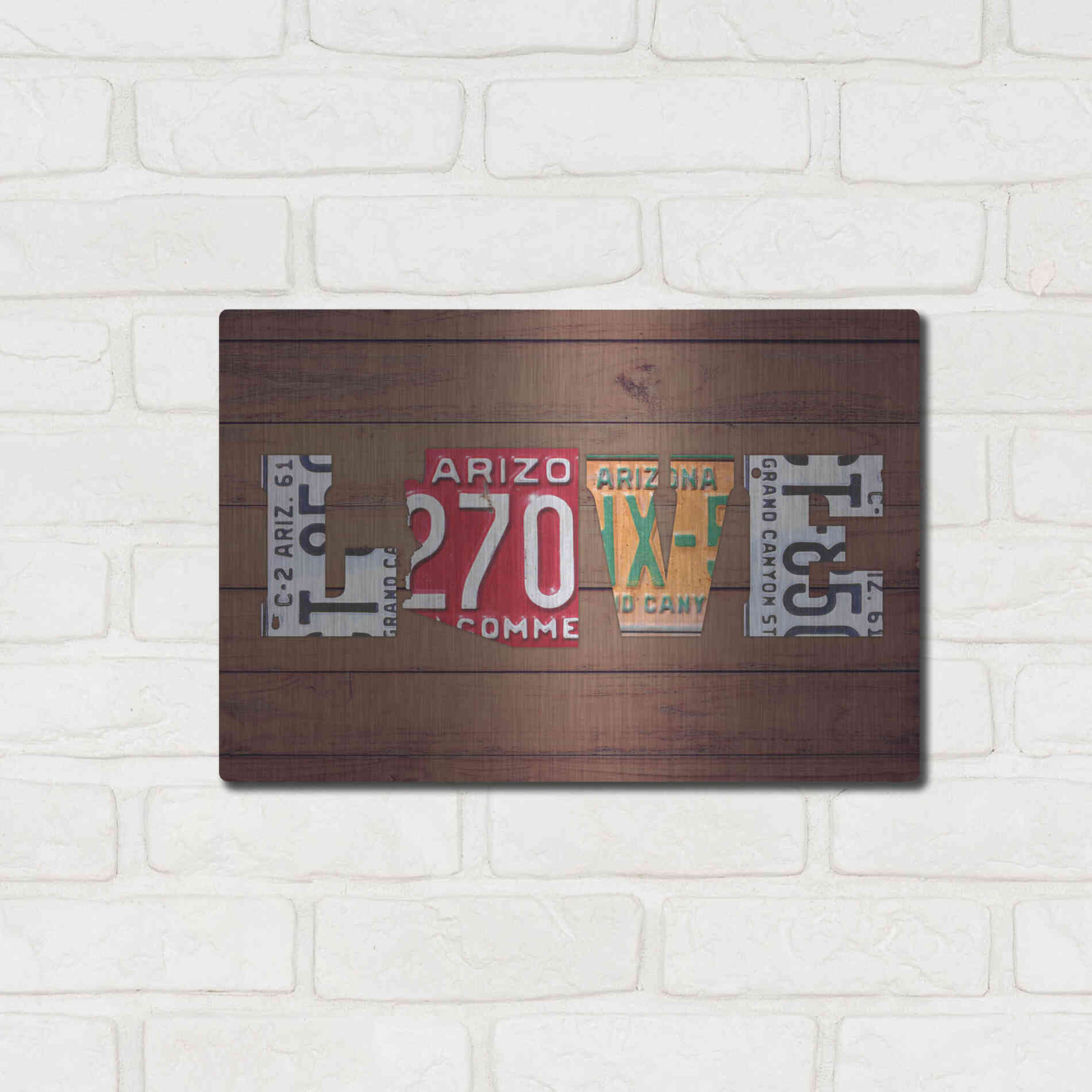 Luxe Metal Art 'AZ State Love' by Design Turnpike, Metal Wall Art,16x12