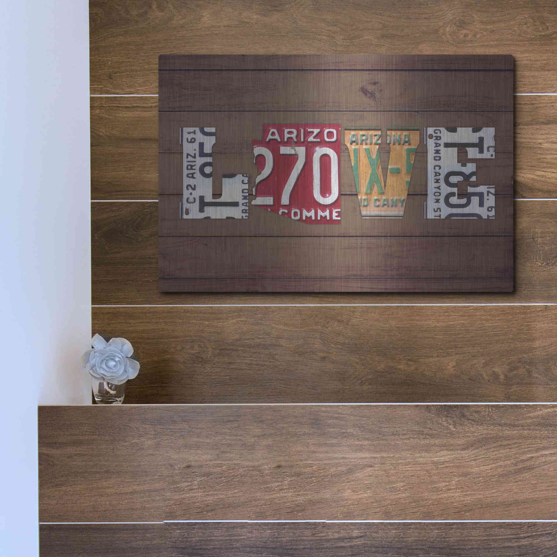 Luxe Metal Art 'AZ State Love' by Design Turnpike, Metal Wall Art,16x12