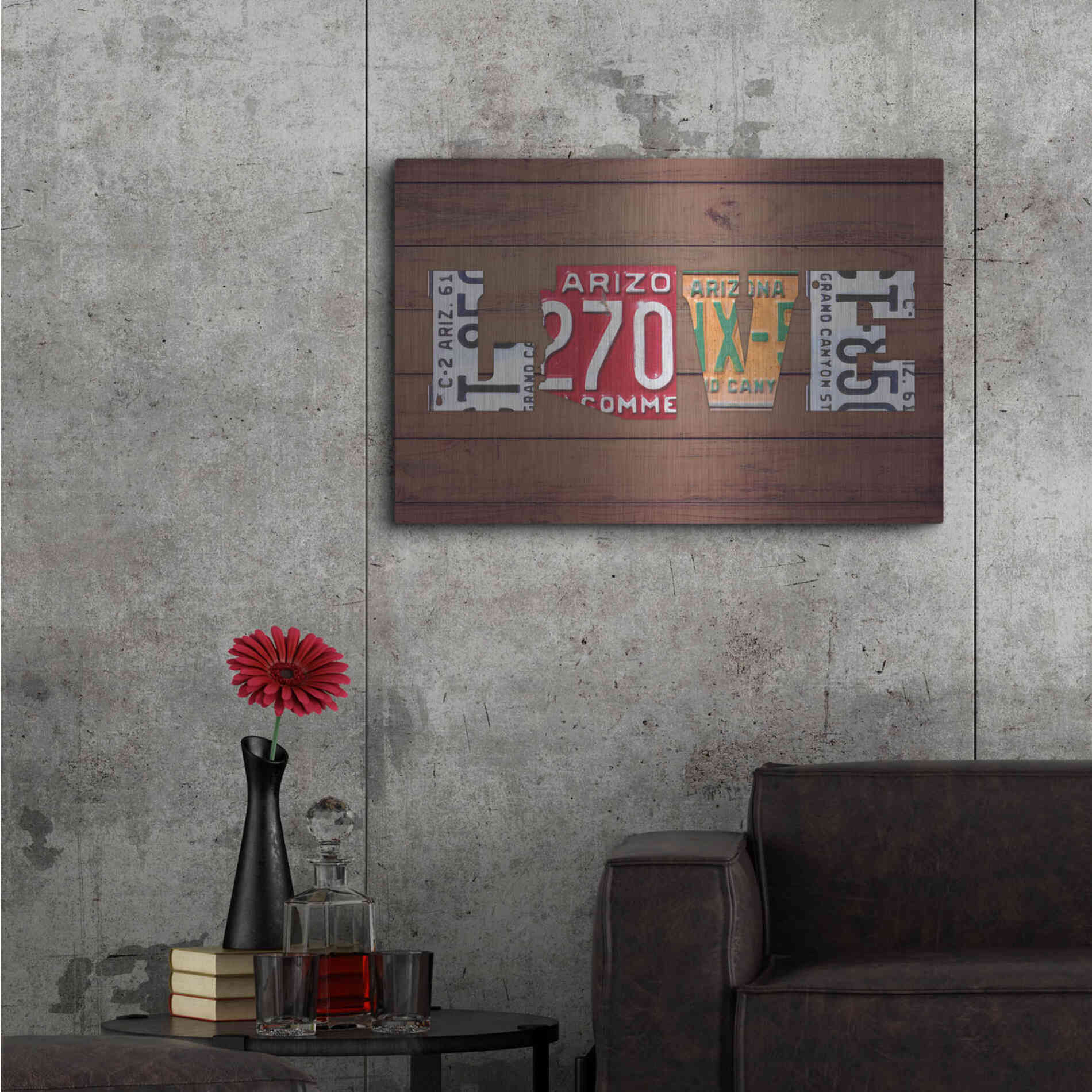 Luxe Metal Art 'AZ State Love' by Design Turnpike, Metal Wall Art,36x24