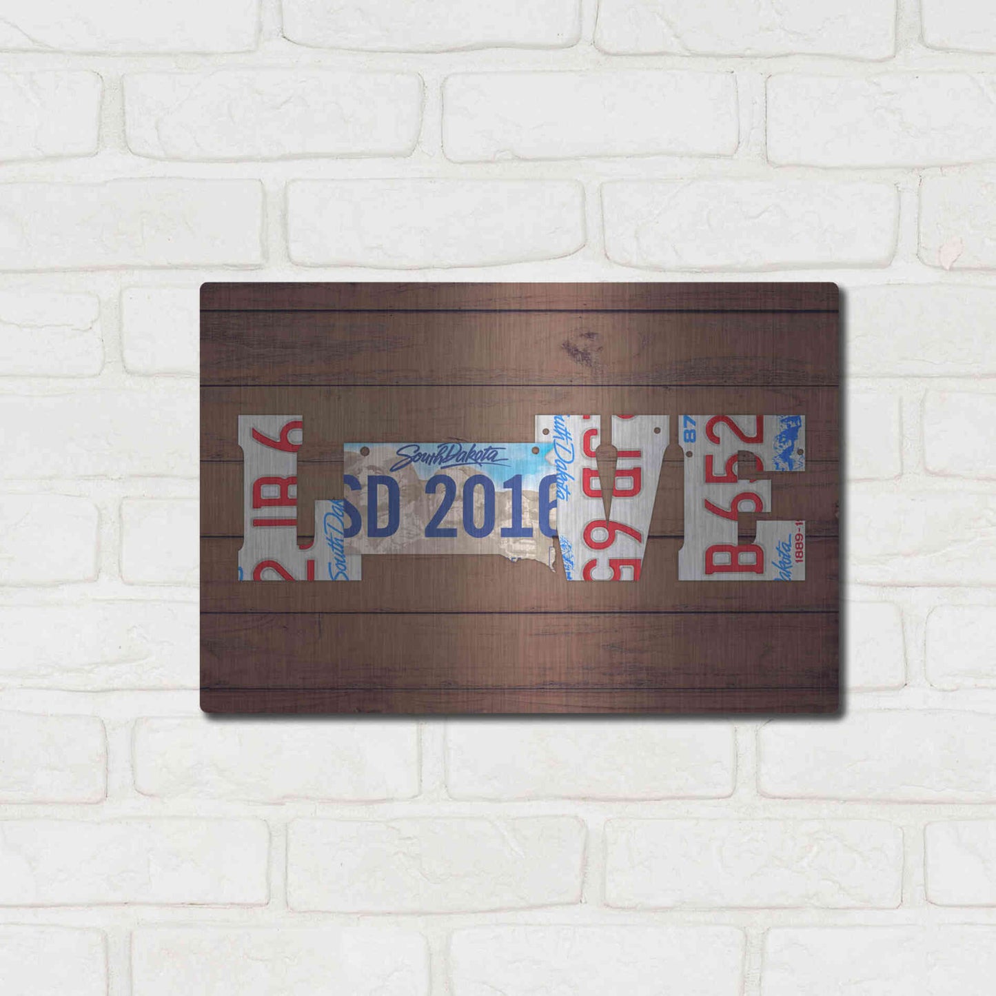 Luxe Metal Art 'SD State Love' by Design Turnpike, Metal Wall Art,16x12