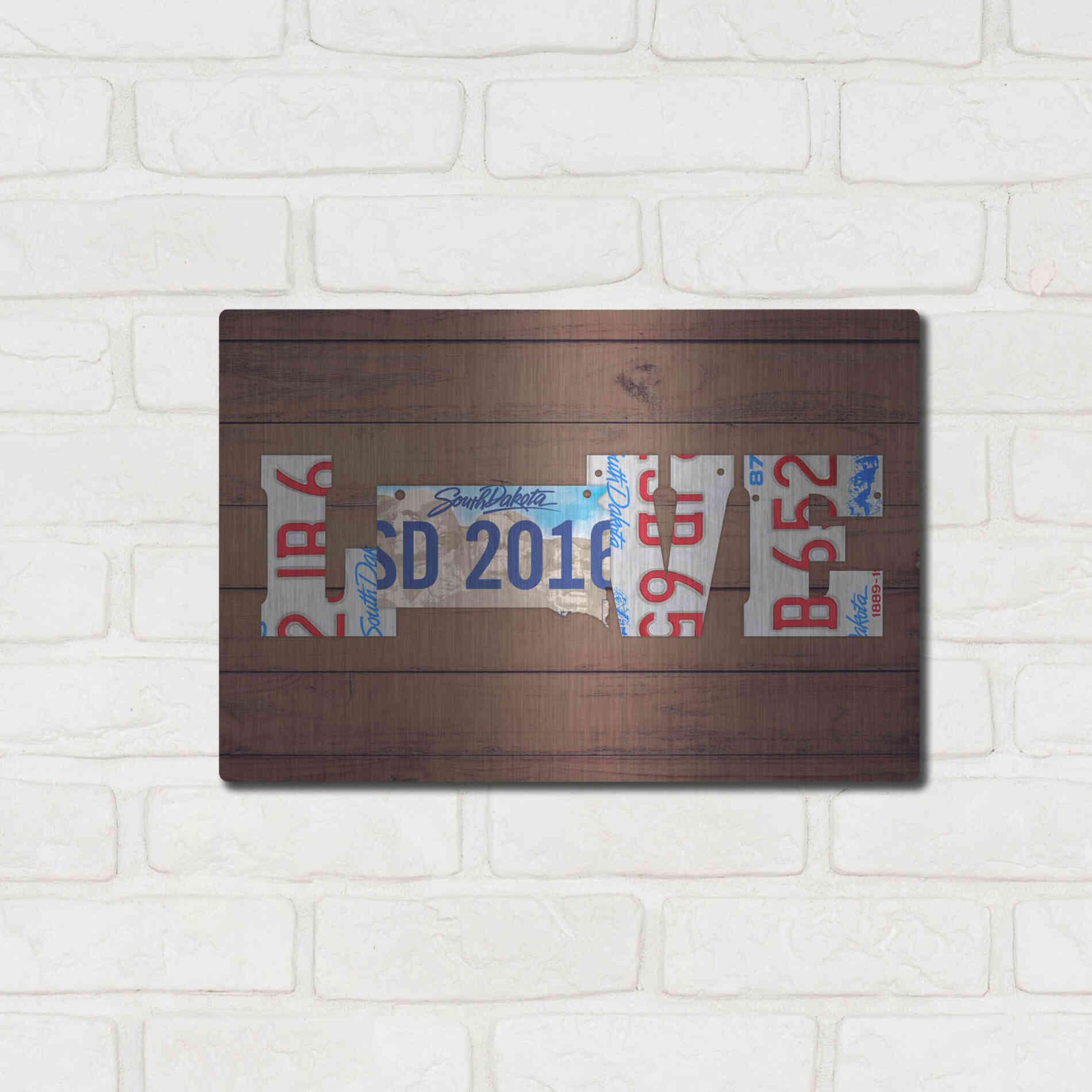 Luxe Metal Art 'SD State Love' by Design Turnpike, Metal Wall Art,16x12