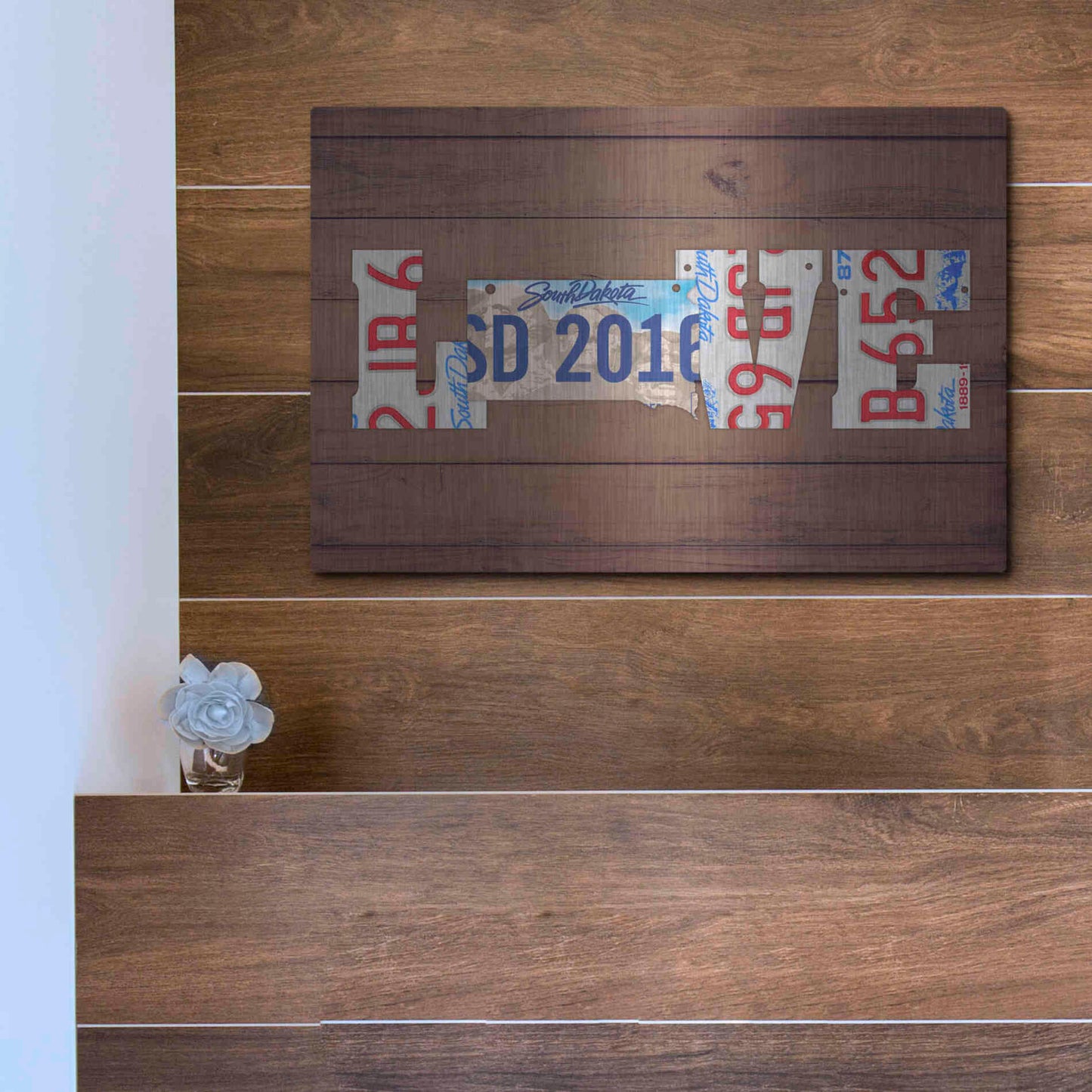 Luxe Metal Art 'SD State Love' by Design Turnpike, Metal Wall Art,16x12