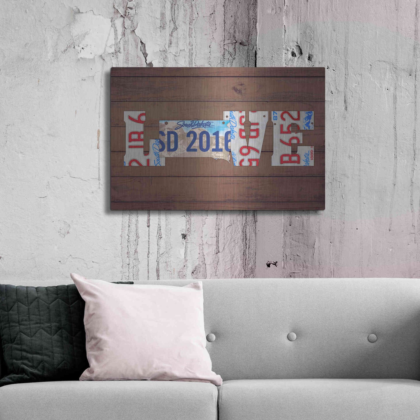 Luxe Metal Art 'SD State Love' by Design Turnpike, Metal Wall Art,36x24