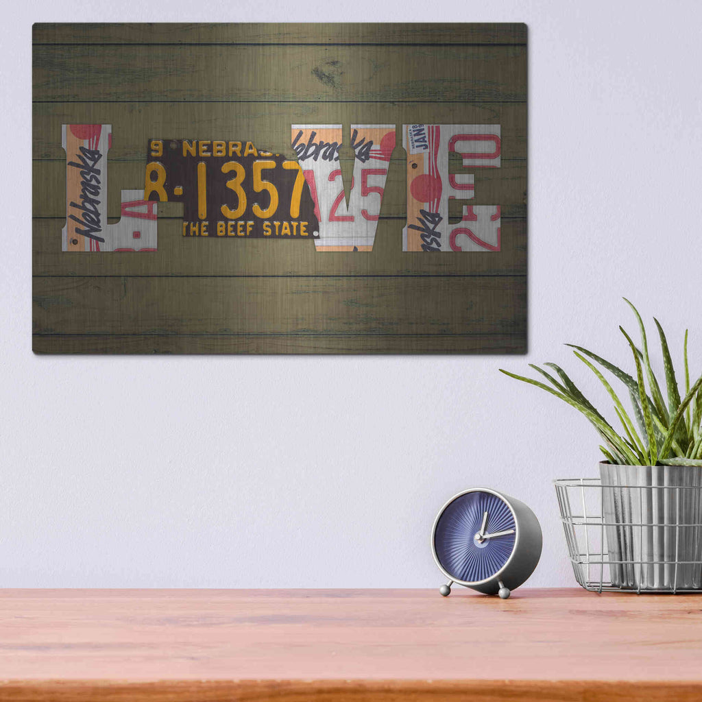 Luxe Metal Art 'NE State Love' by Design Turnpike, Metal Wall Art,16x12