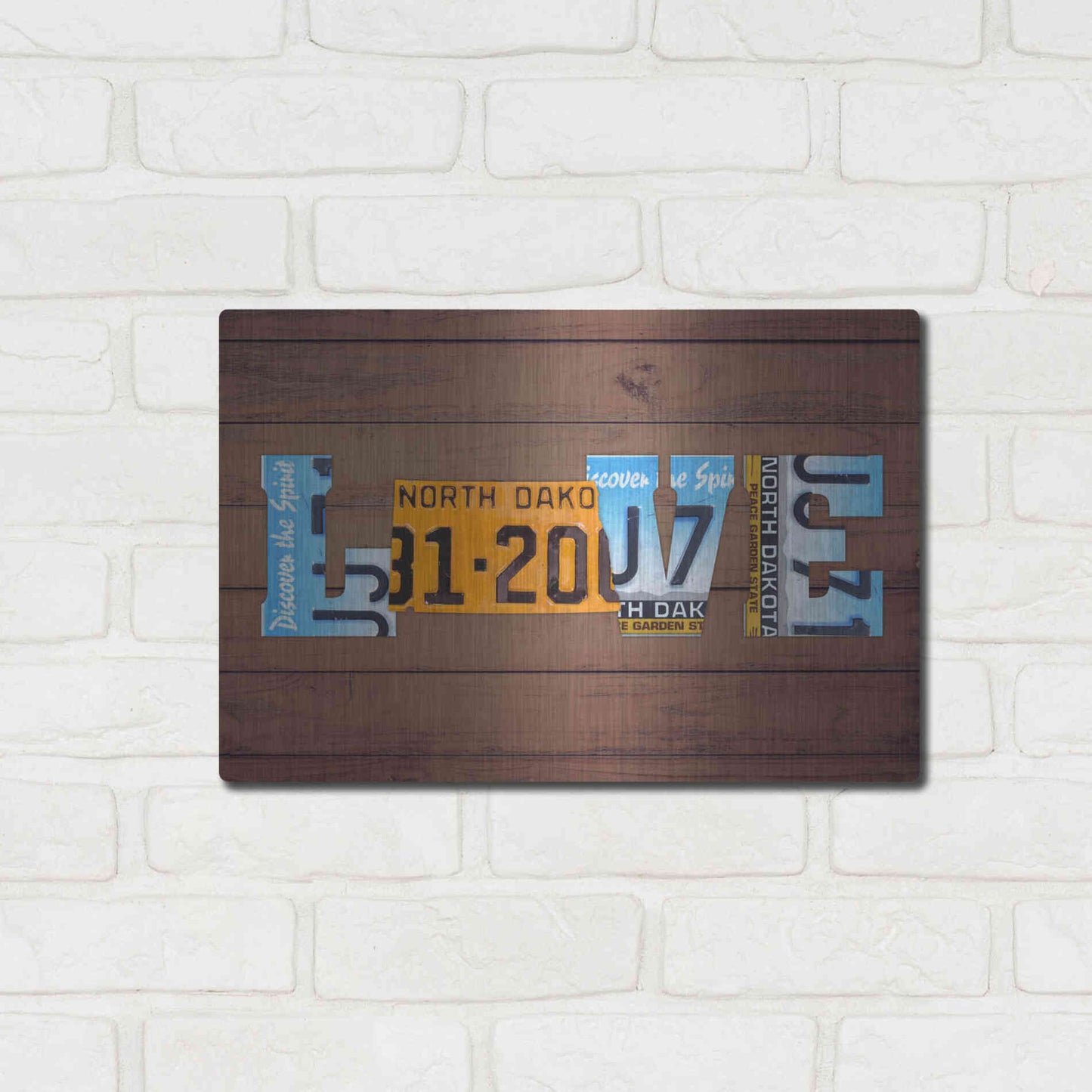 Luxe Metal Art 'ND State Love' by Design Turnpike, Metal Wall Art,16x12