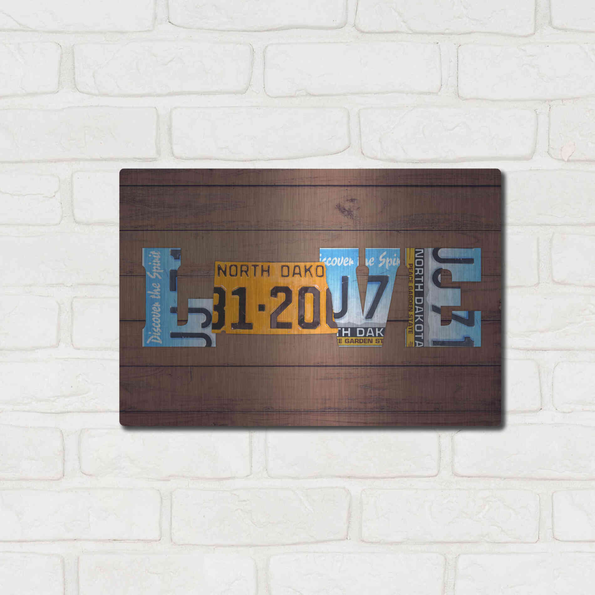 Luxe Metal Art 'ND State Love' by Design Turnpike, Metal Wall Art,16x12