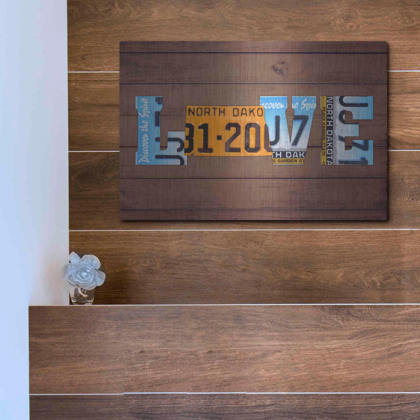 Luxe Metal Art 'ND State Love' by Design Turnpike, Metal Wall Art,16x12