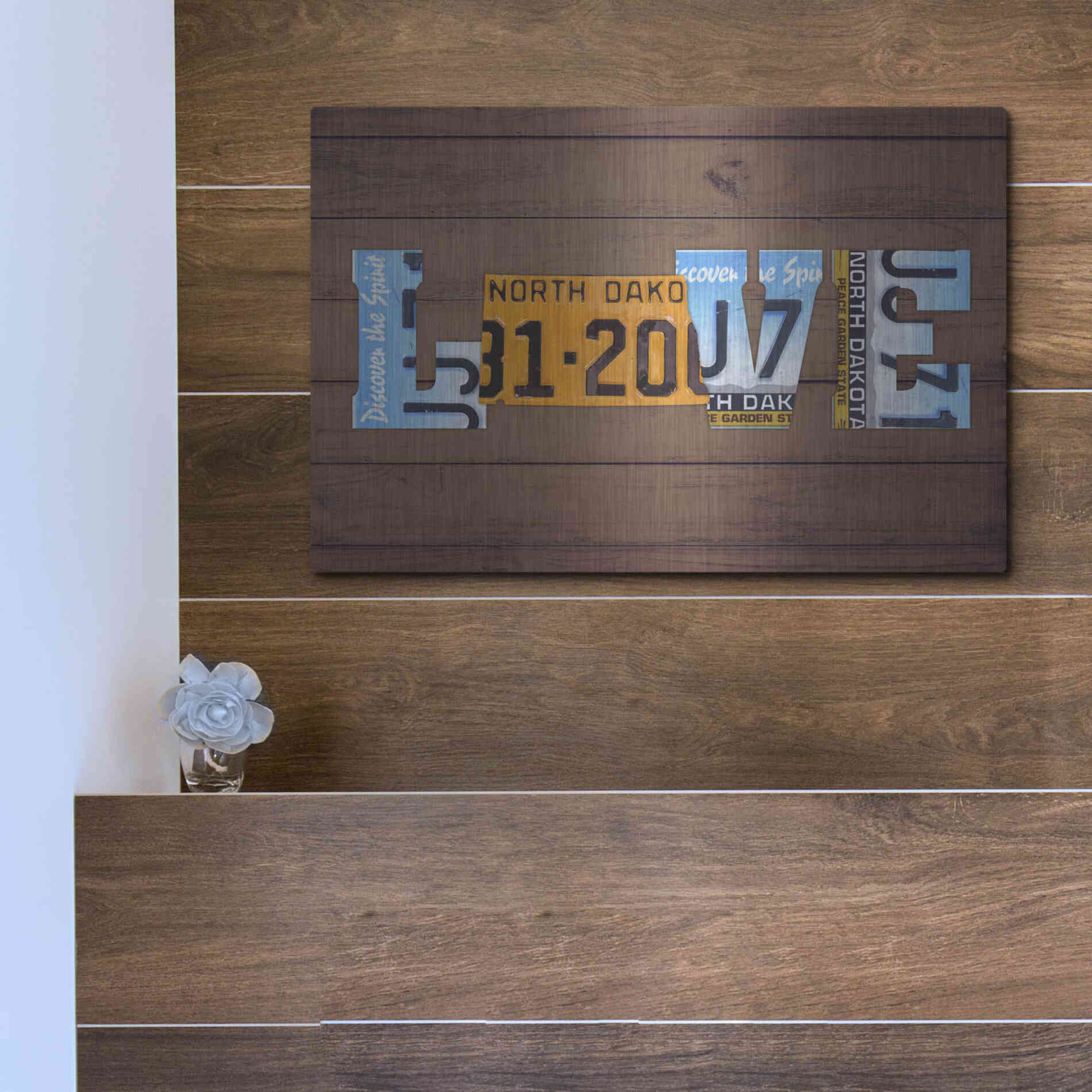 Luxe Metal Art 'ND State Love' by Design Turnpike, Metal Wall Art,16x12