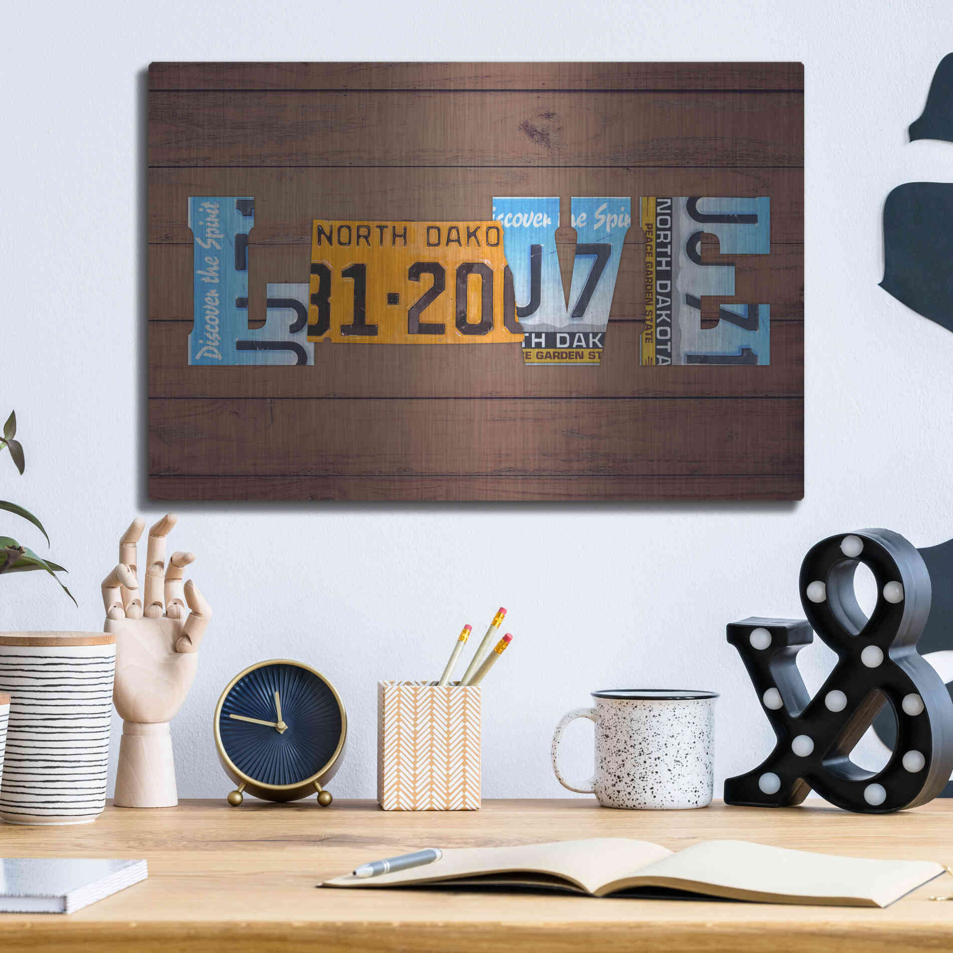 Luxe Metal Art 'ND State Love' by Design Turnpike, Metal Wall Art,16x12