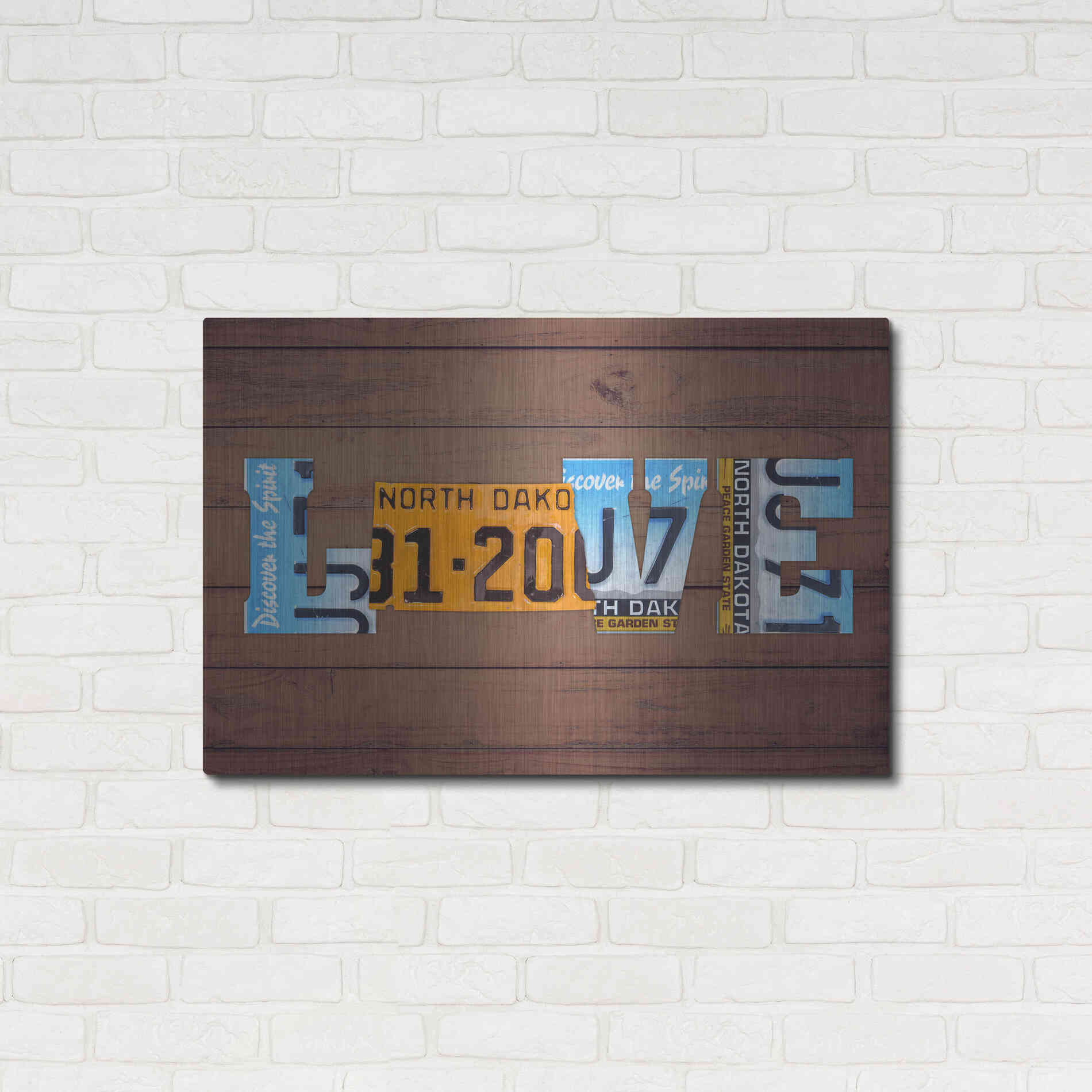 Luxe Metal Art 'ND State Love' by Design Turnpike, Metal Wall Art,36x24