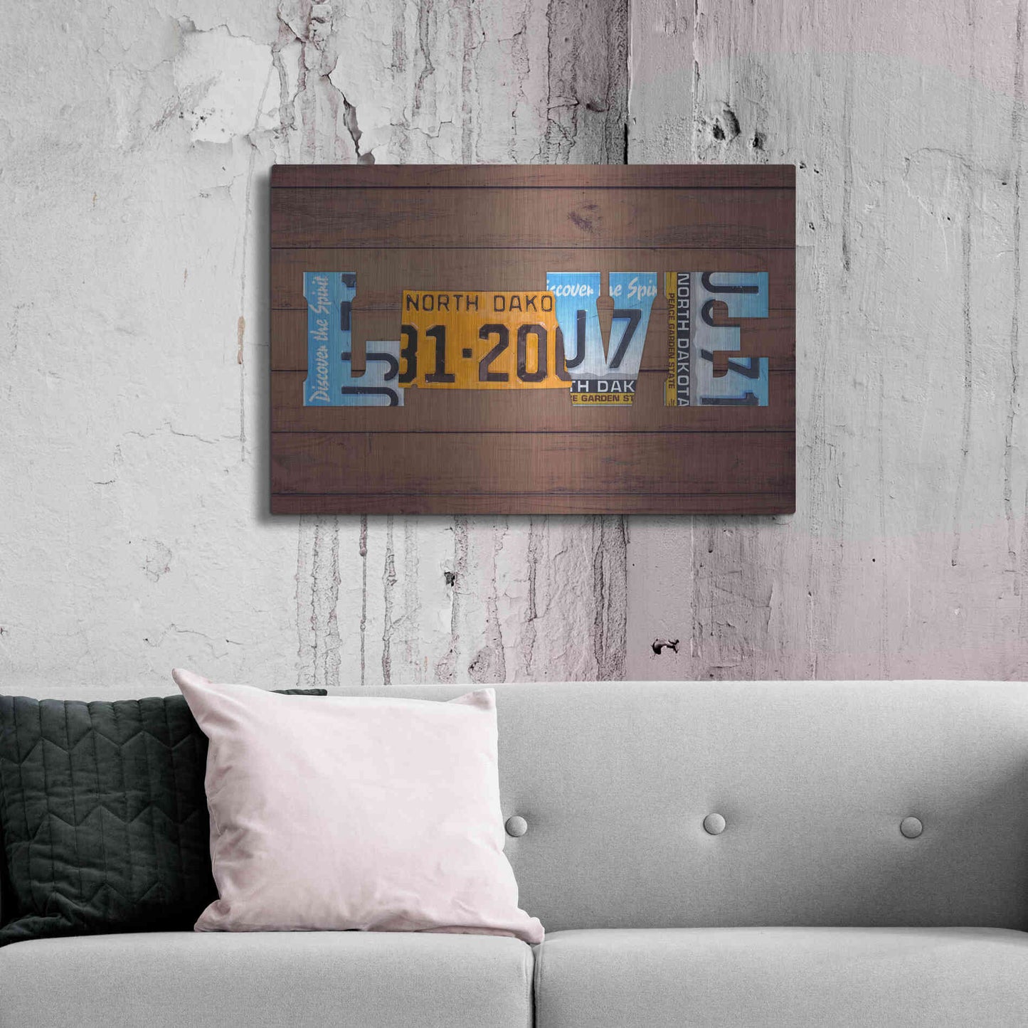 Luxe Metal Art 'ND State Love' by Design Turnpike, Metal Wall Art,36x24