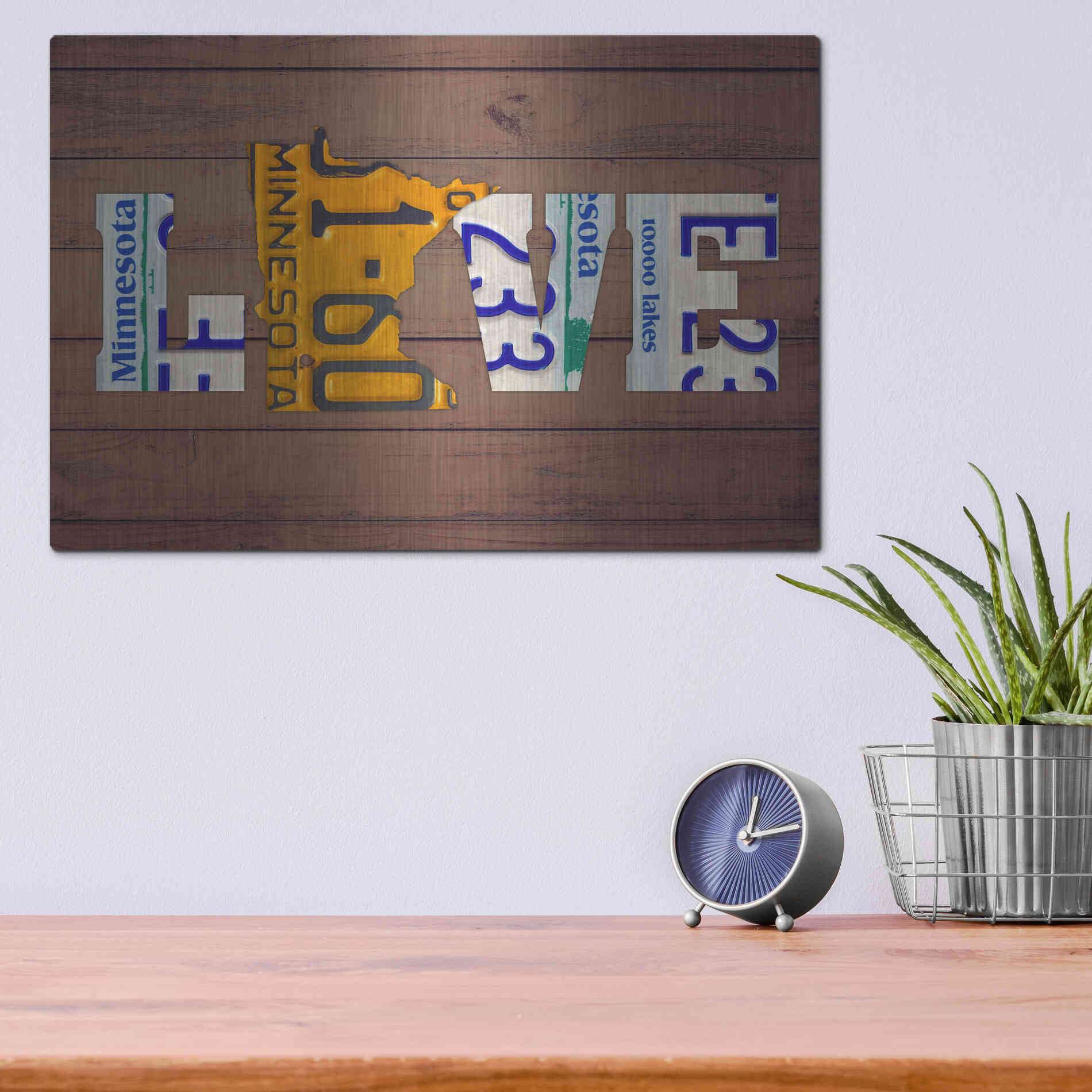 Luxe Metal Art 'MN State Love' by Design Turnpike, Metal Wall Art,16x12