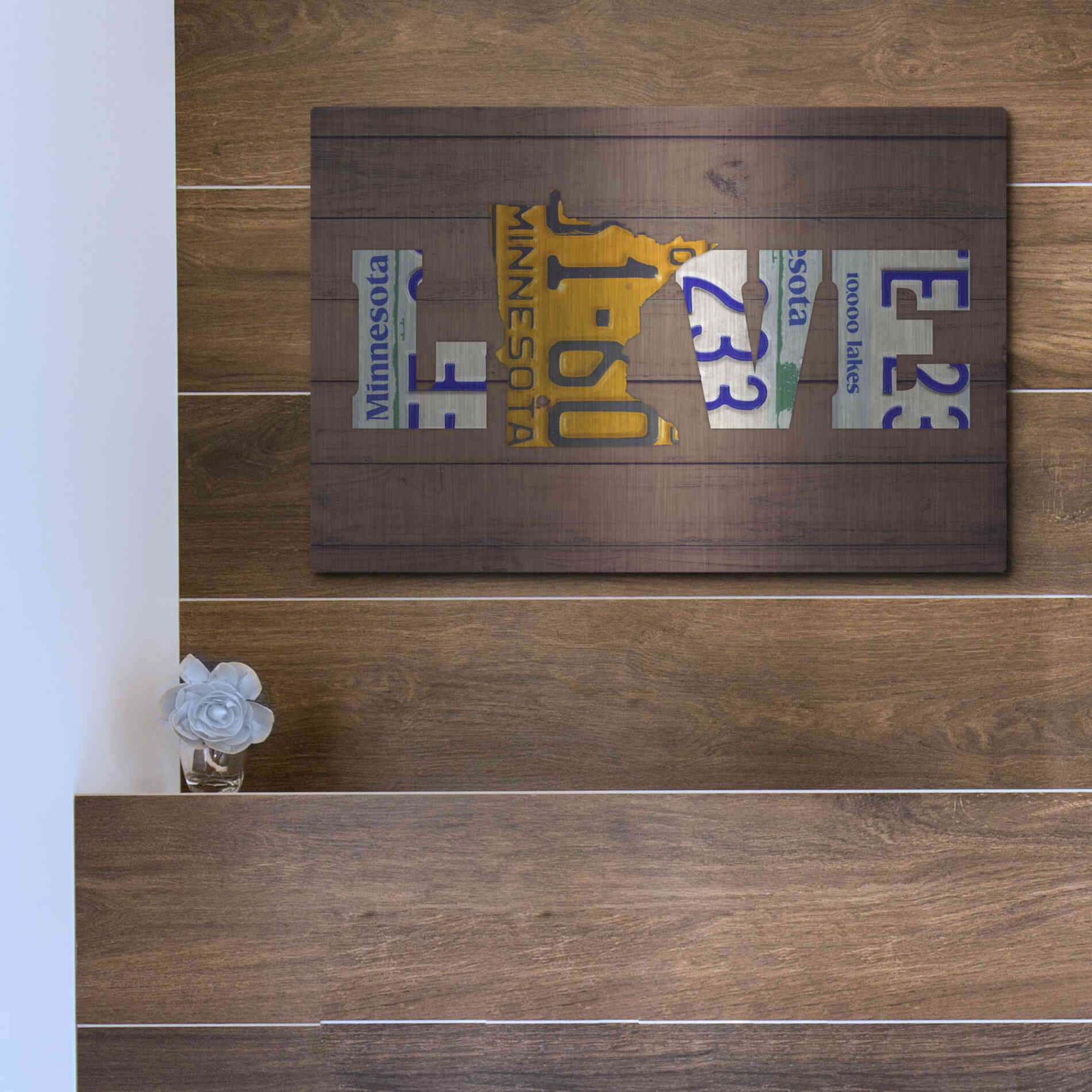 Luxe Metal Art 'MN State Love' by Design Turnpike, Metal Wall Art,16x12