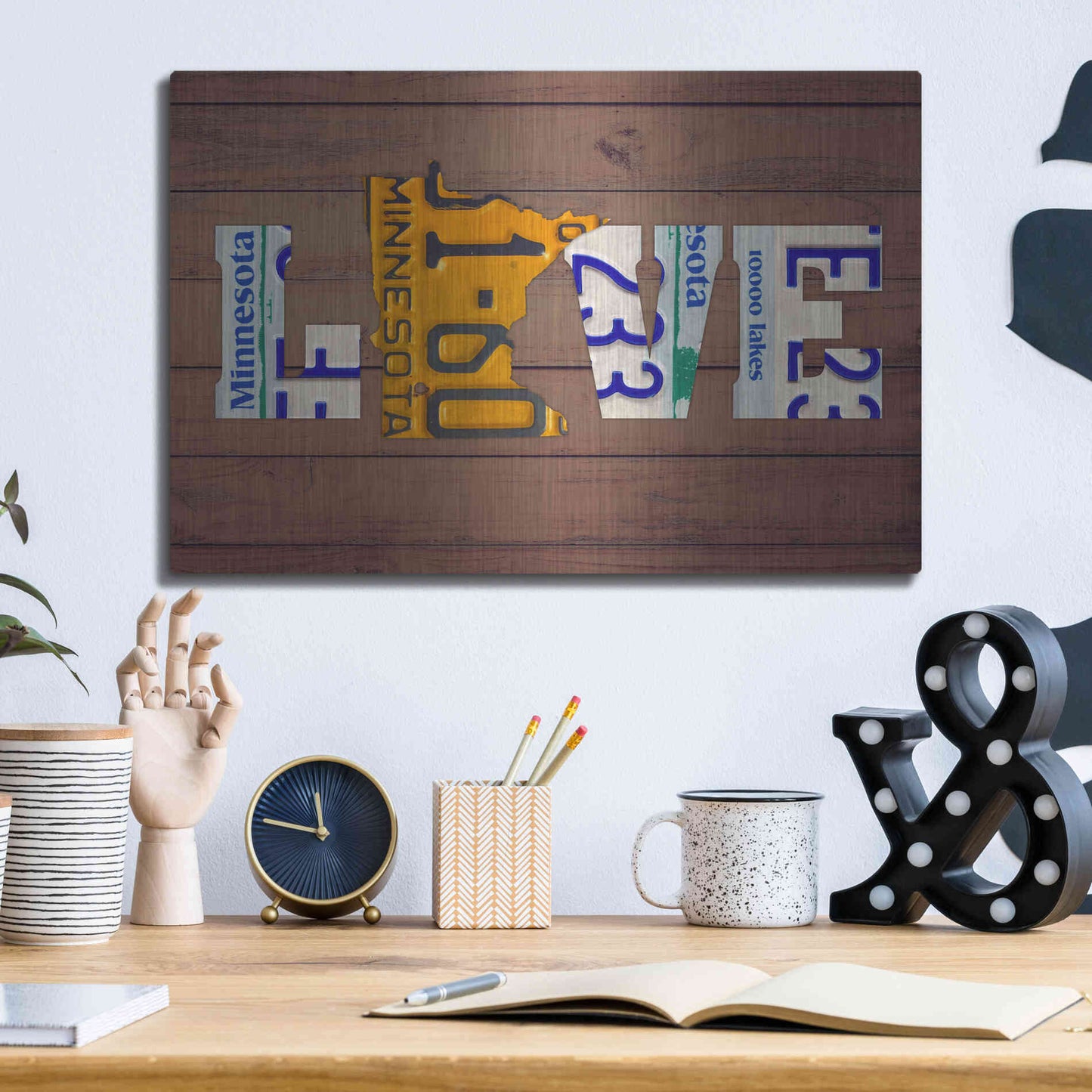 Luxe Metal Art 'MN State Love' by Design Turnpike, Metal Wall Art,16x12