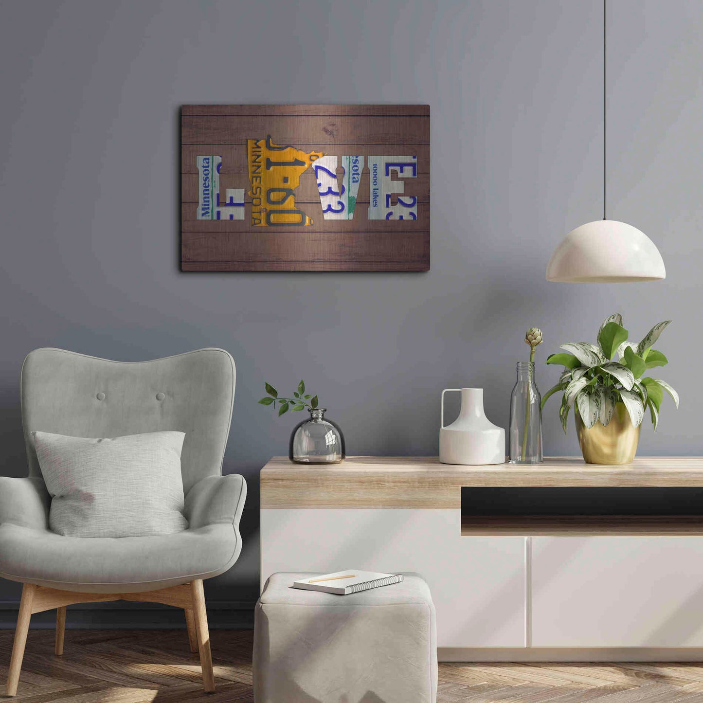 Luxe Metal Art 'MN State Love' by Design Turnpike, Metal Wall Art,24x16