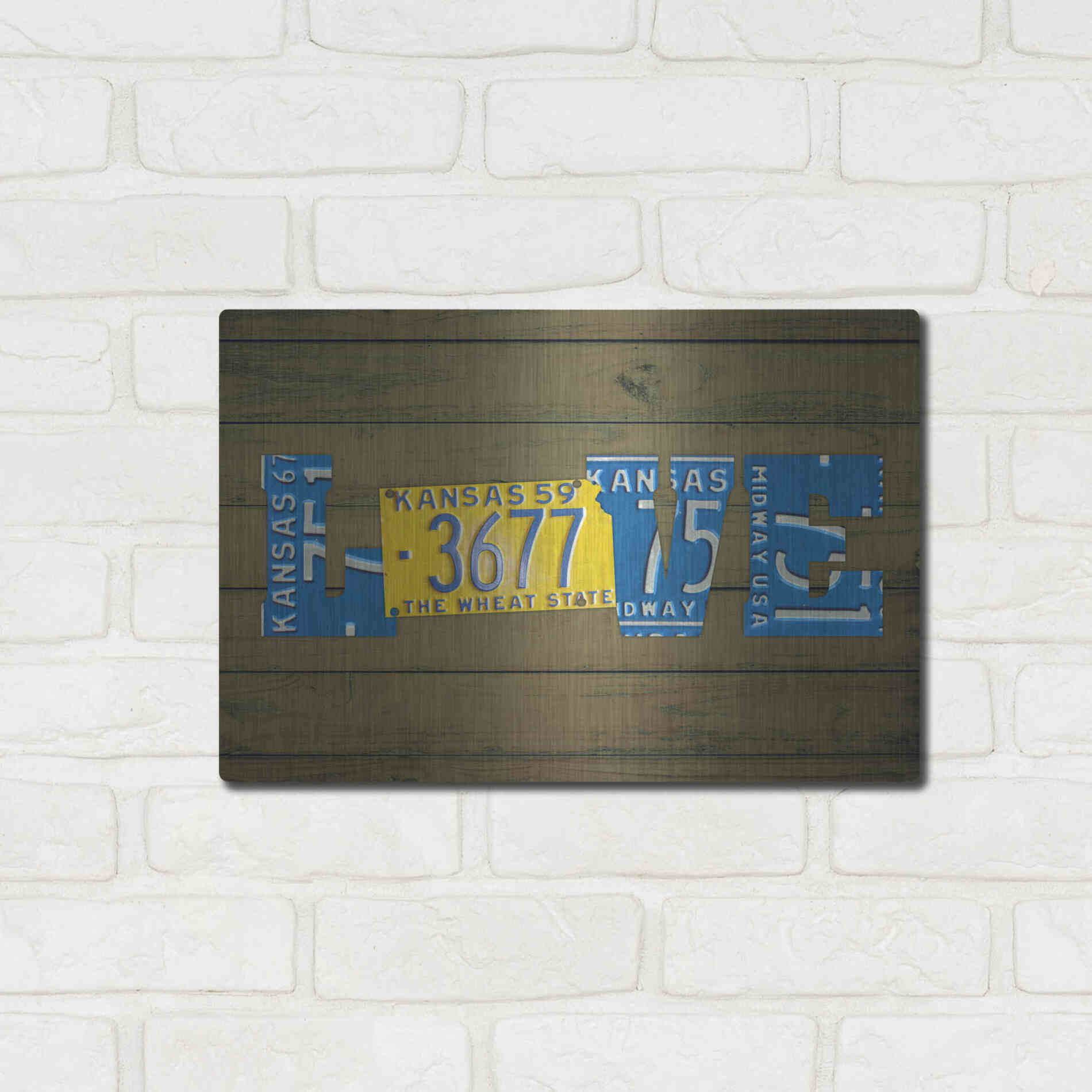 Luxe Metal Art 'KS State Love' by Design Turnpike, Metal Wall Art,16x12