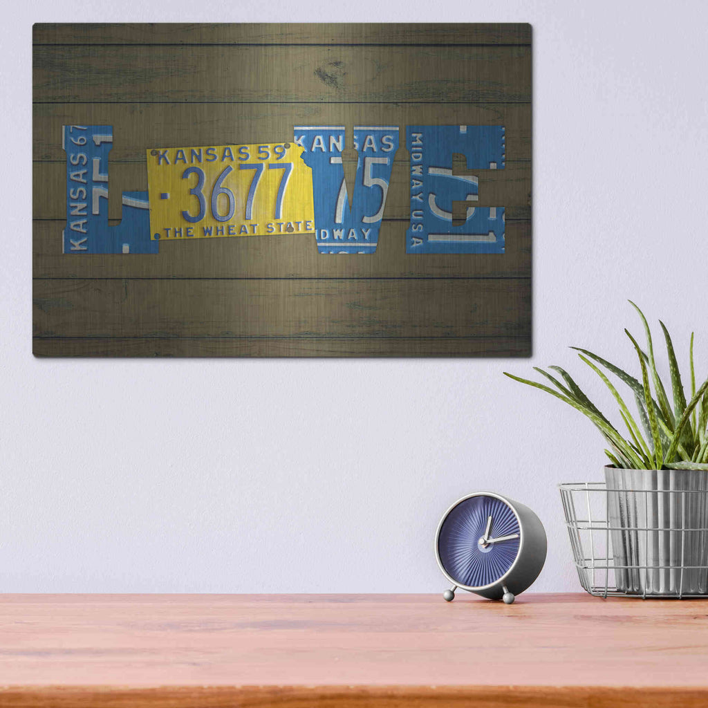 Luxe Metal Art 'KS State Love' by Design Turnpike, Metal Wall Art,16x12
