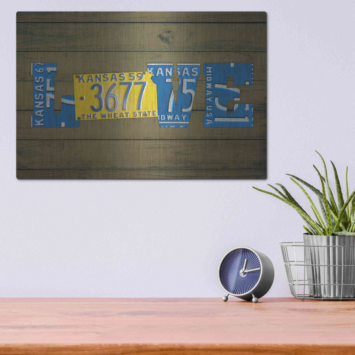 Luxe Metal Art 'KS State Love' by Design Turnpike, Metal Wall Art,16x12