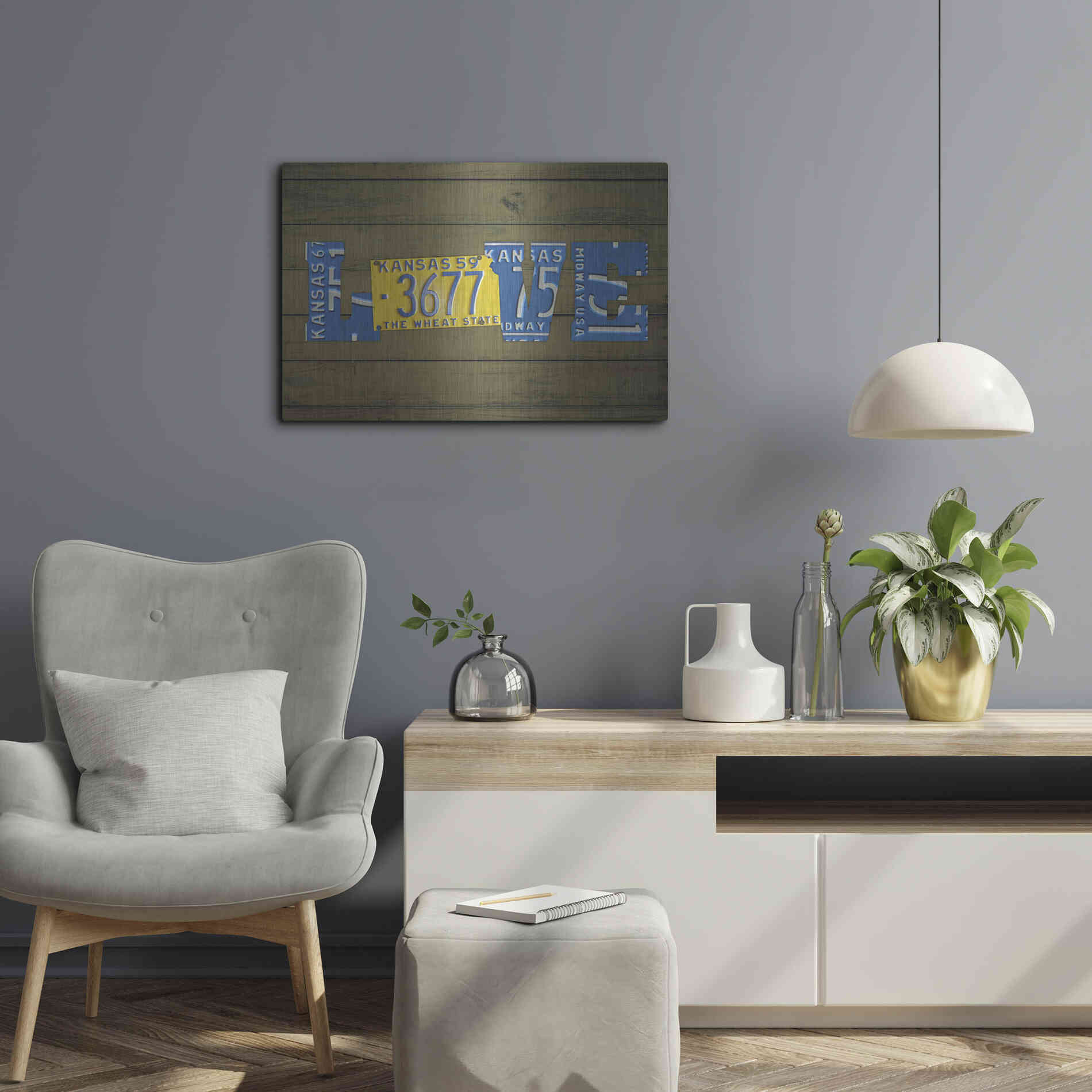 Luxe Metal Art 'KS State Love' by Design Turnpike, Metal Wall Art,24x16