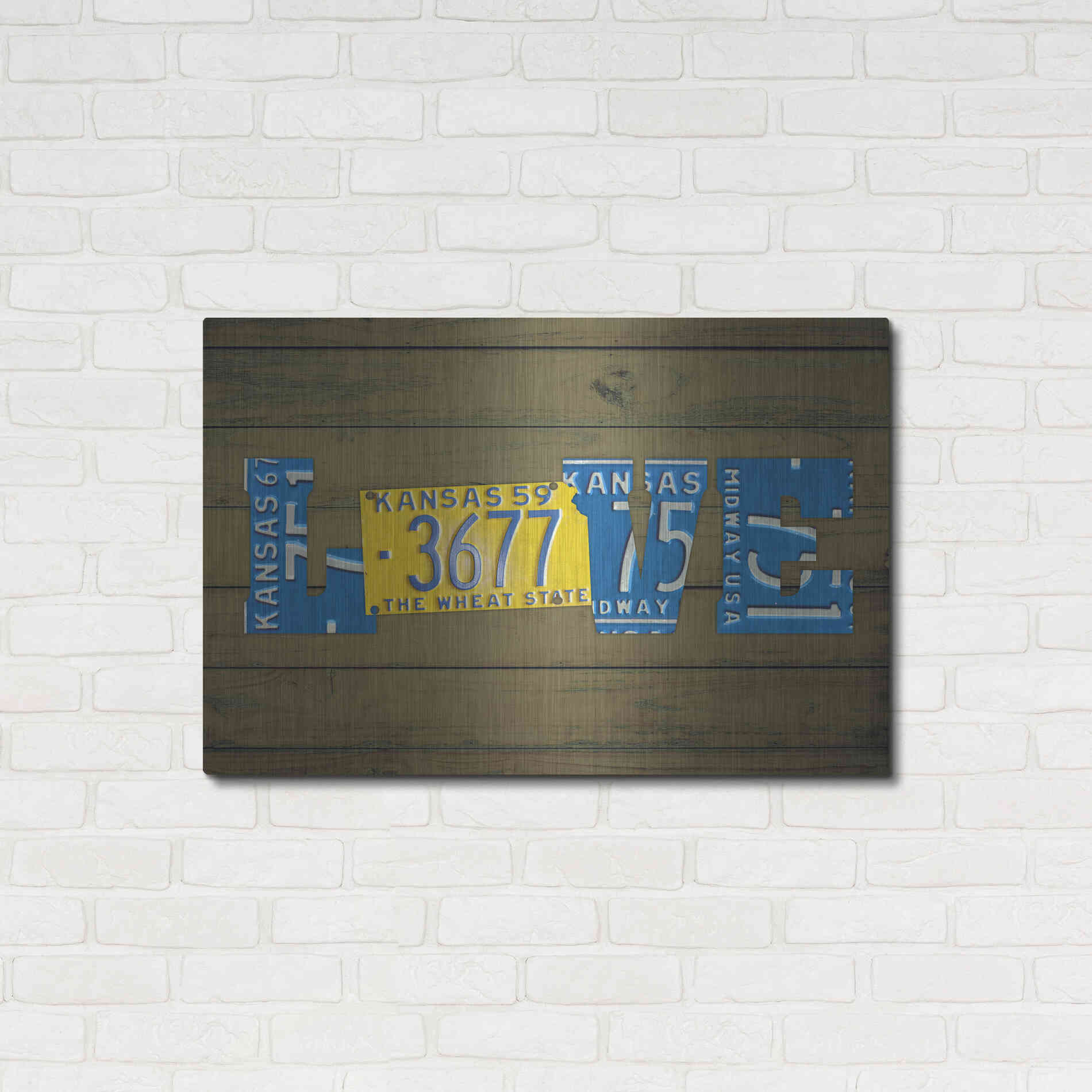 Luxe Metal Art 'KS State Love' by Design Turnpike, Metal Wall Art,36x24