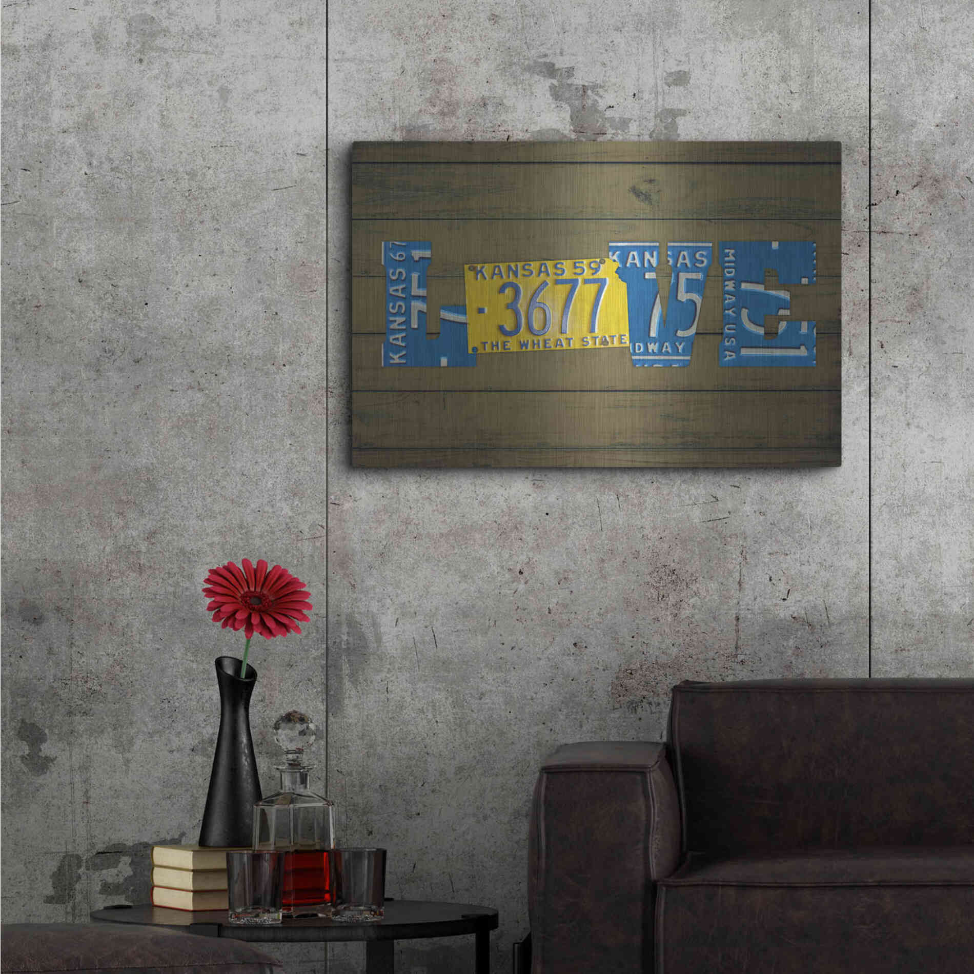 Luxe Metal Art 'KS State Love' by Design Turnpike, Metal Wall Art,36x24