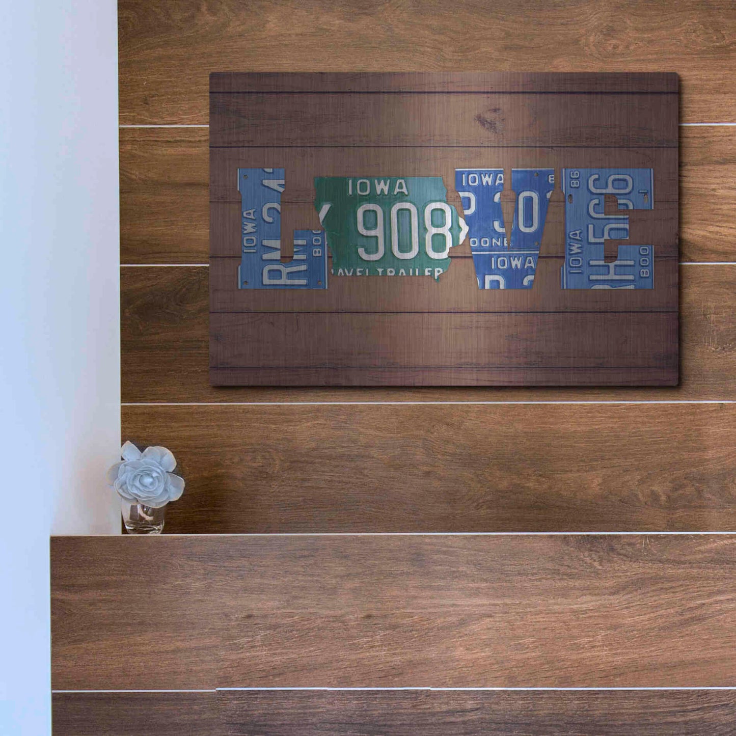 Luxe Metal Art 'IA State Love' by Design Turnpike, Metal Wall Art,16x12