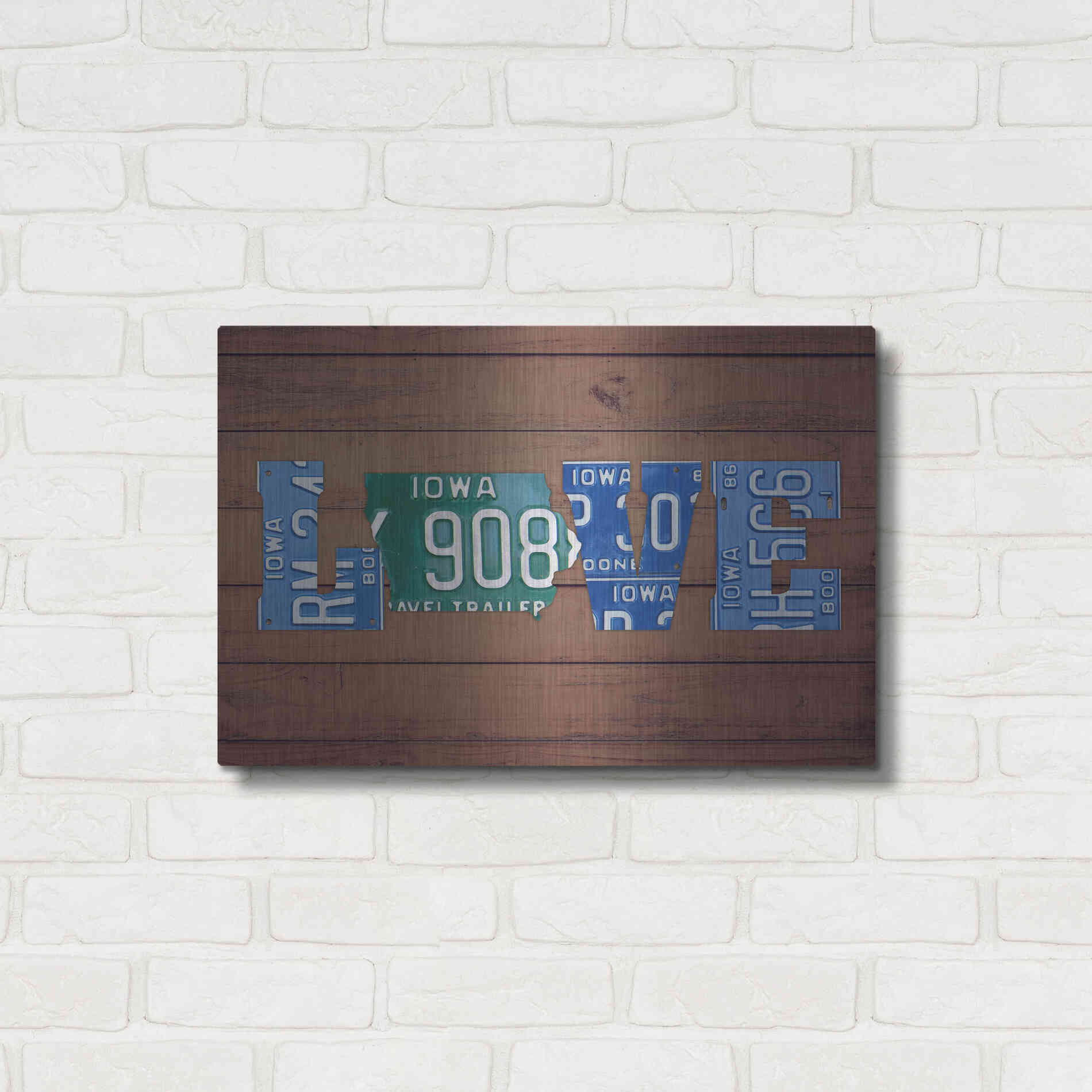Luxe Metal Art 'IA State Love' by Design Turnpike, Metal Wall Art,24x16