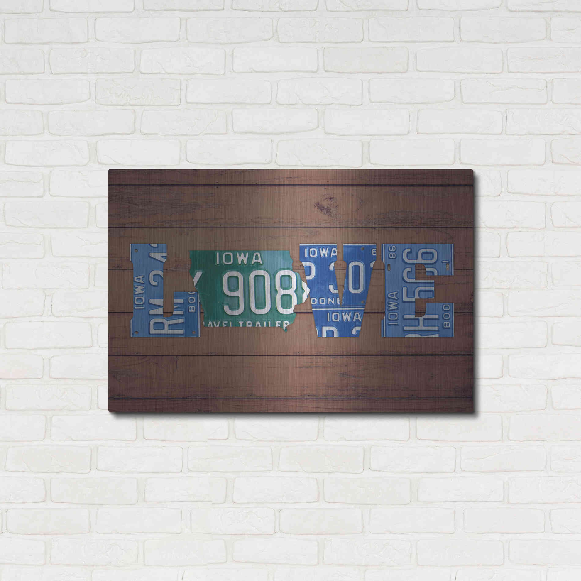 Luxe Metal Art 'IA State Love' by Design Turnpike, Metal Wall Art,36x24